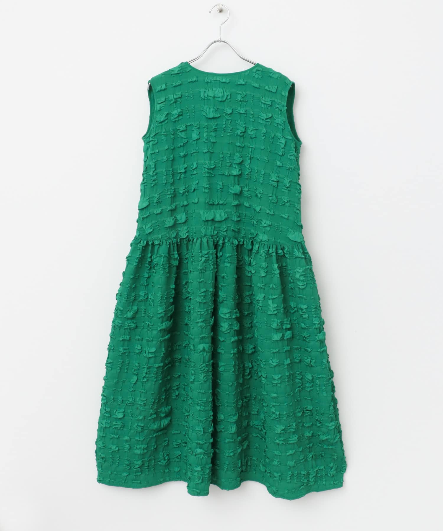 バックリボンジャガードフォルムワンピース GREEN FREE