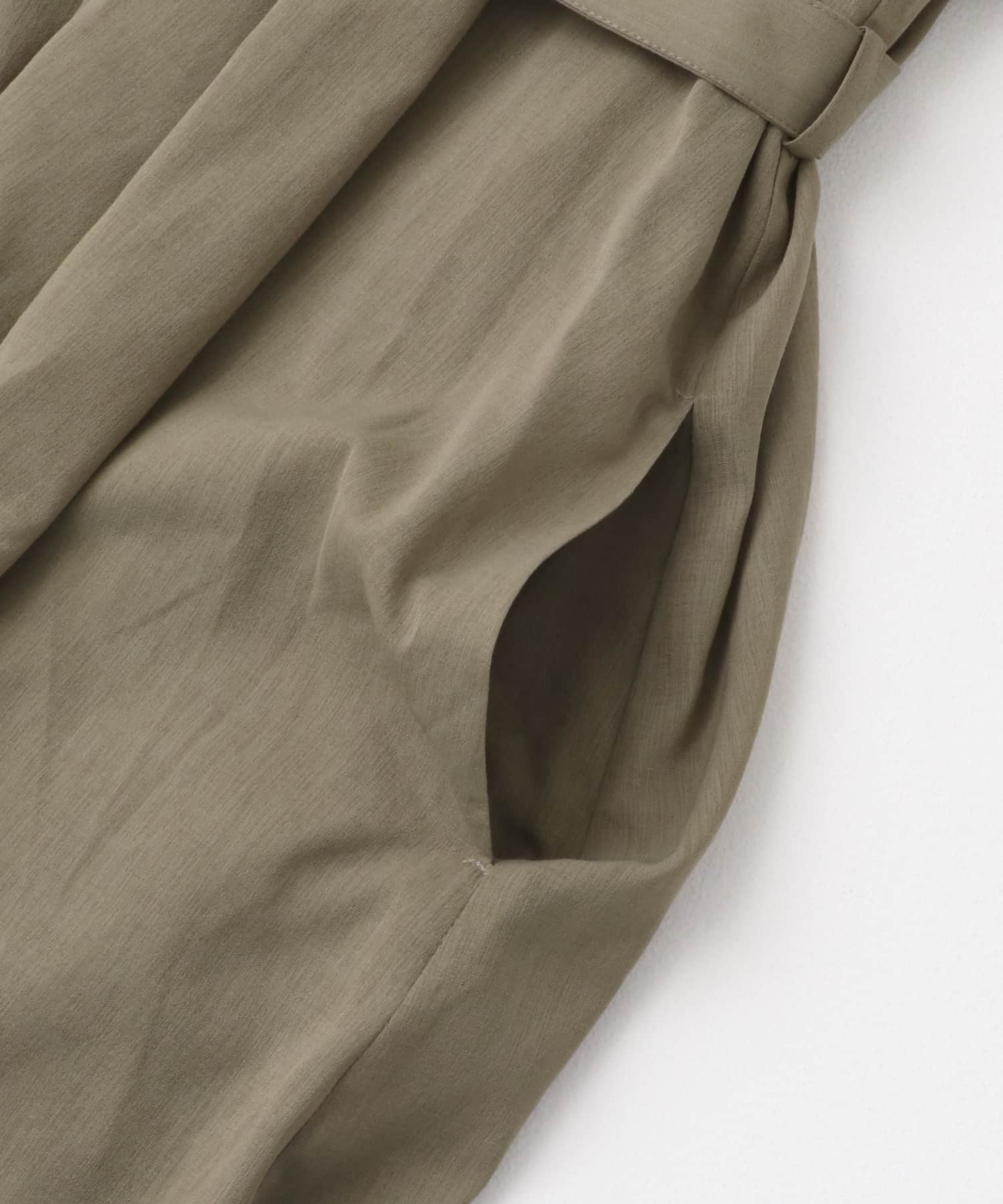 フレアスリーブウエストベルトワンピース KHAKI FREE