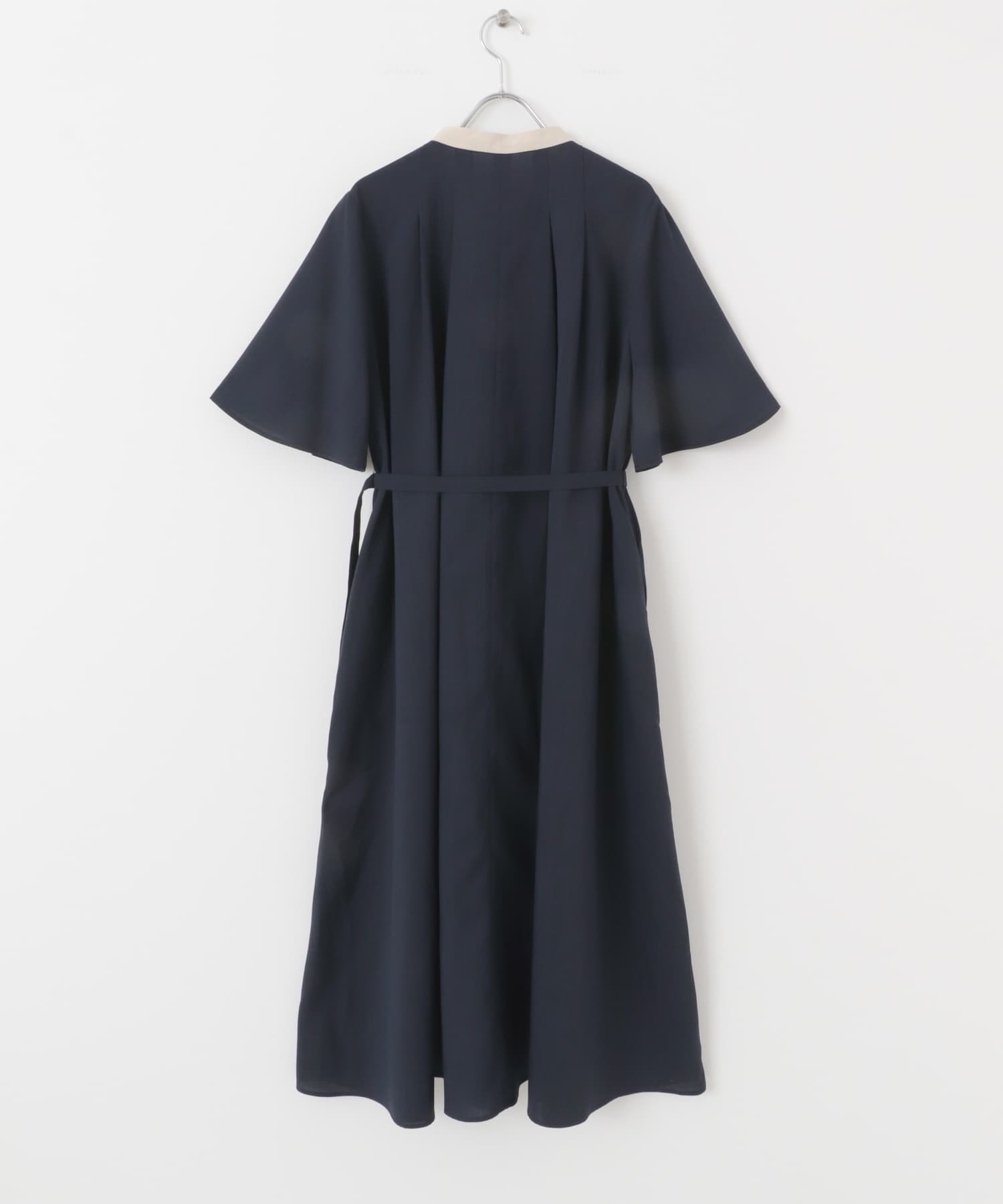 ウォッシャブルフレアスリーブワンピース NAVY FREE