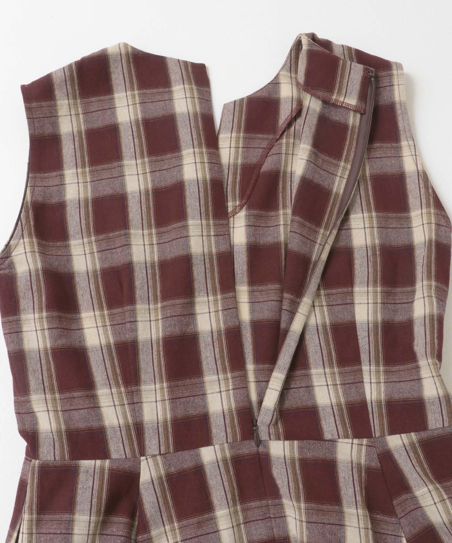 『WEB限定』サマーチェックドレス RED BROWN FREE