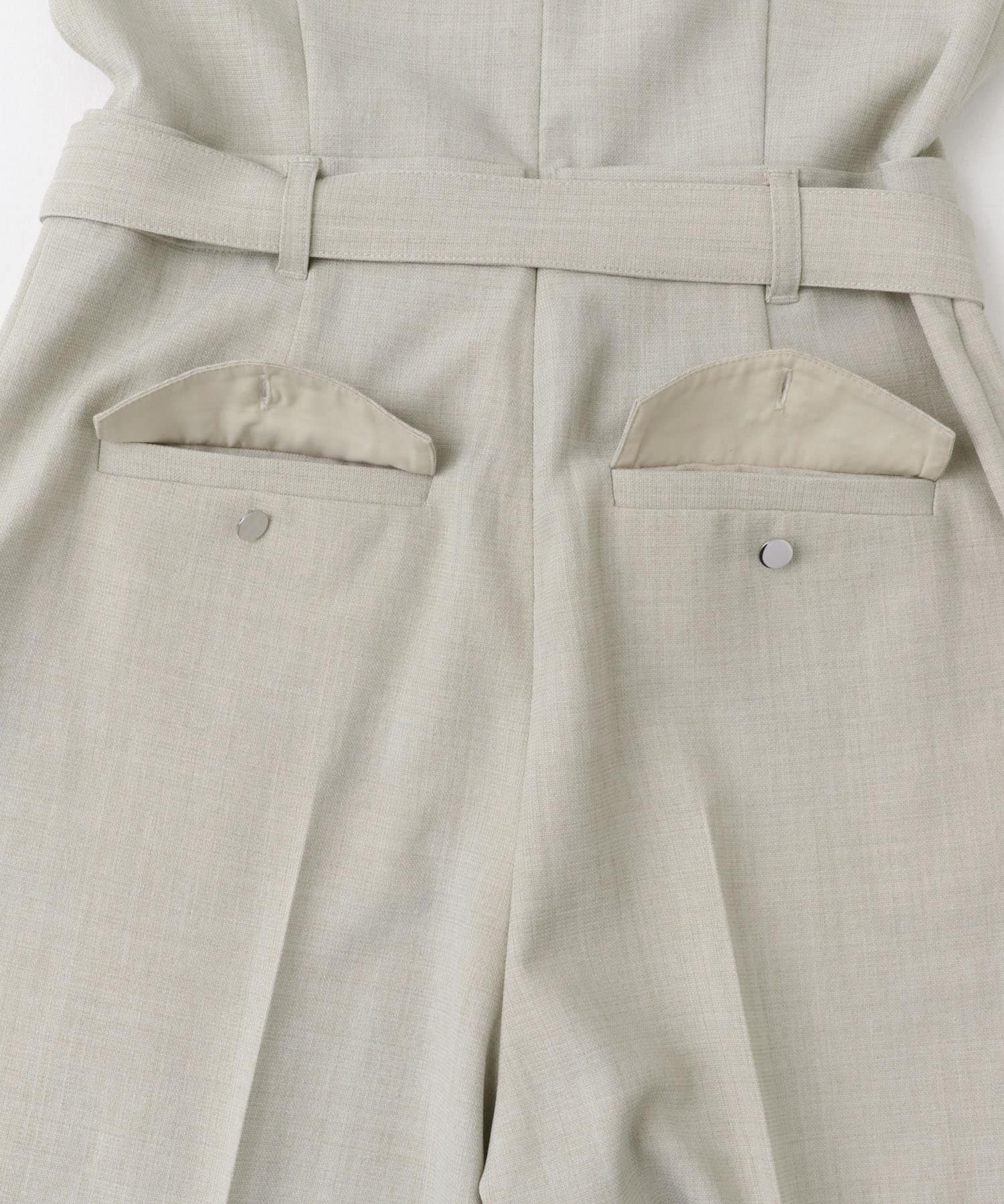 ベルト付サマーツイードオールインワン L.BEIGE 36