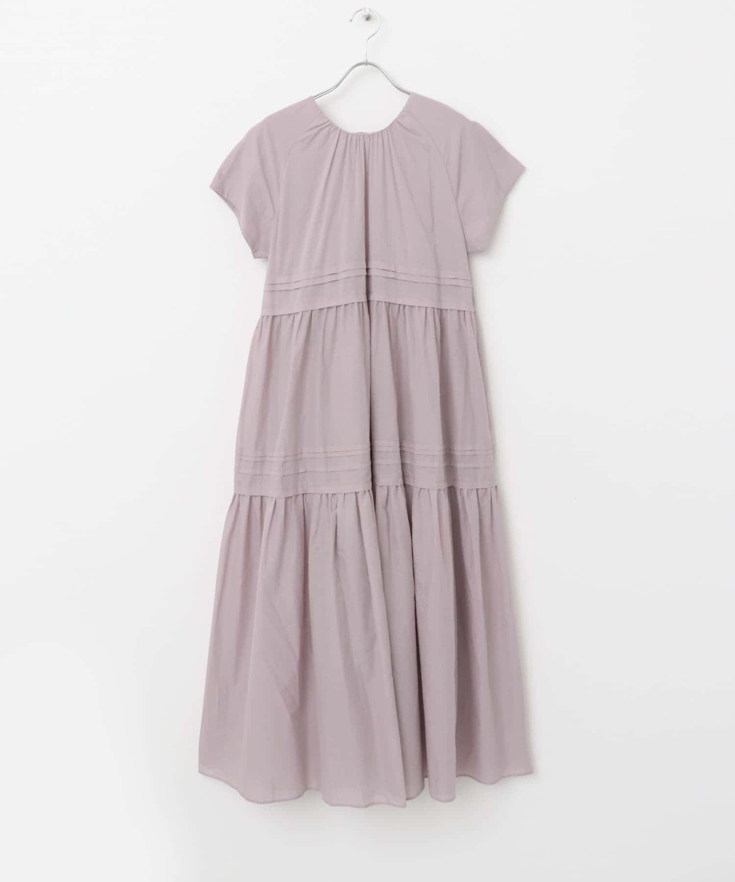 F by ROSSO　コットンボイルタックティアードワンピース LAVENDER 36