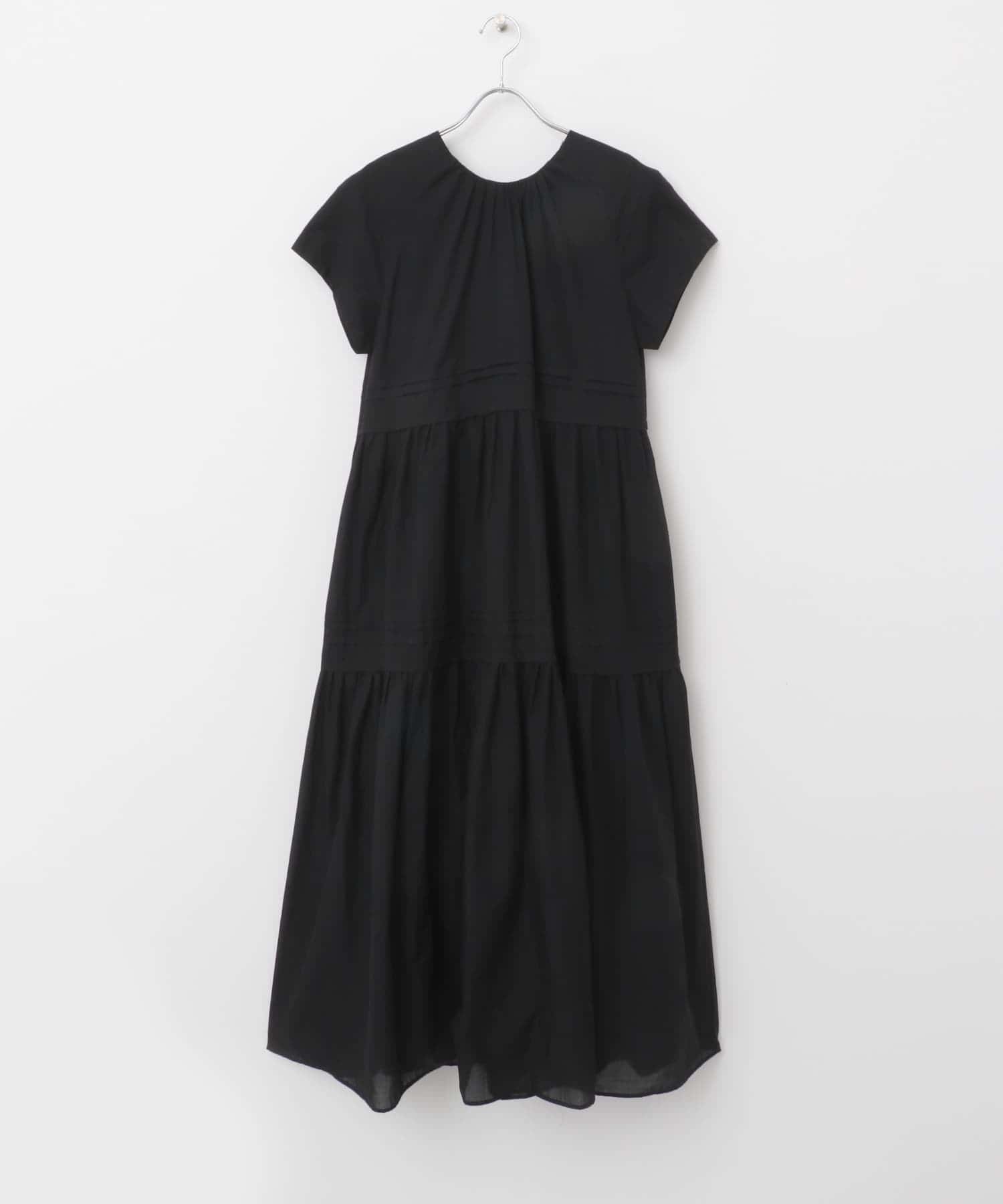 F by ROSSO　コットンボイルタックティアードワンピース BLACK 36