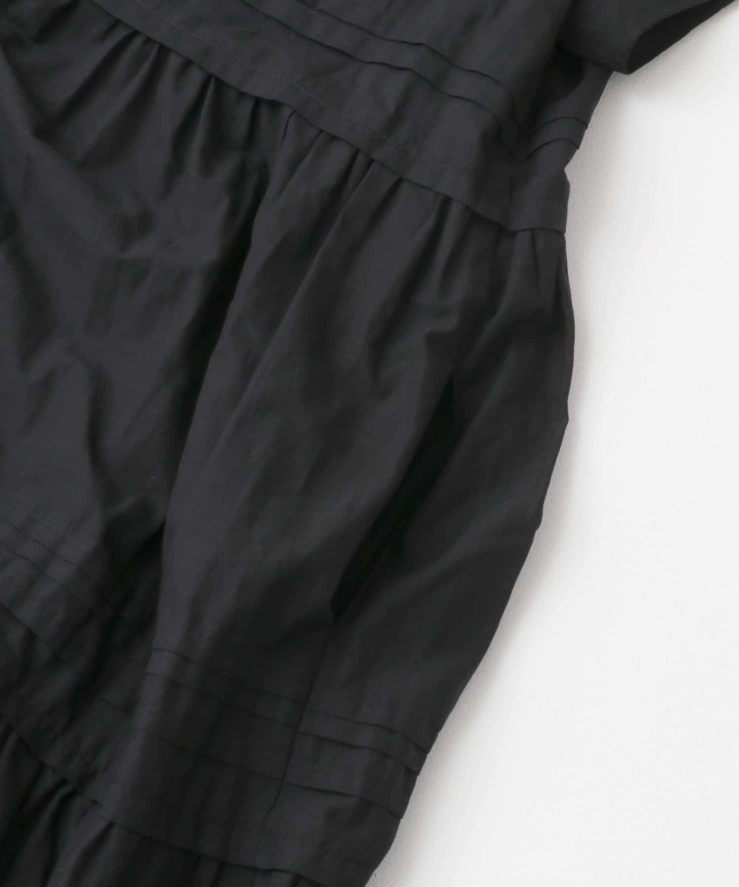 F by ROSSO　コットンボイルタックティアードワンピース BLACK 36