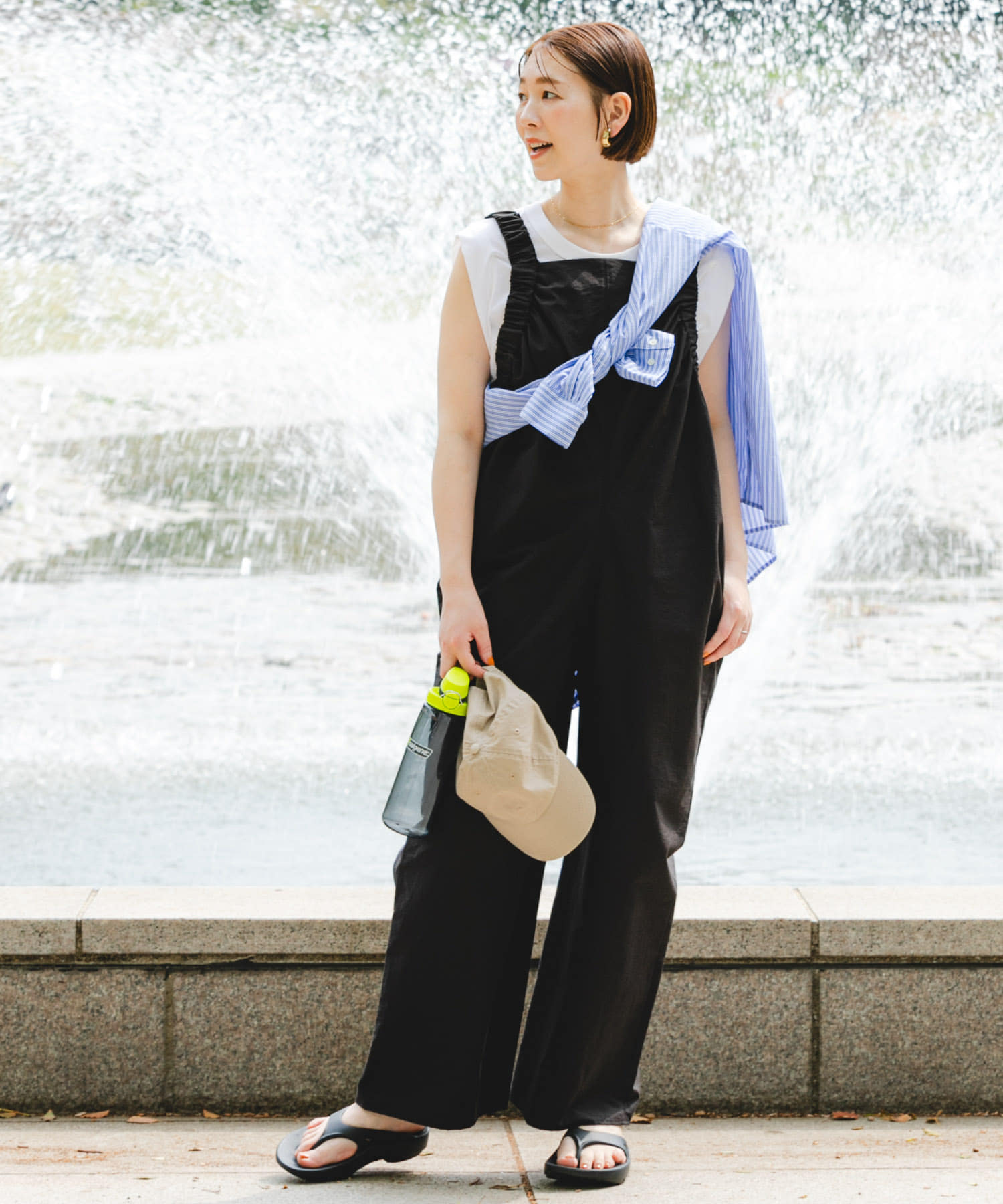 F by ROSSO 撥水ギャザーオールインワン(36 BLACK): ボトム