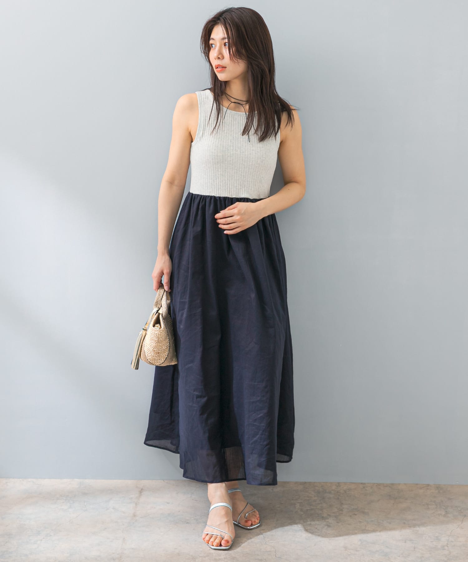 F by ROSSO　カップ付ドッキングワンピース OATMEAL FREE