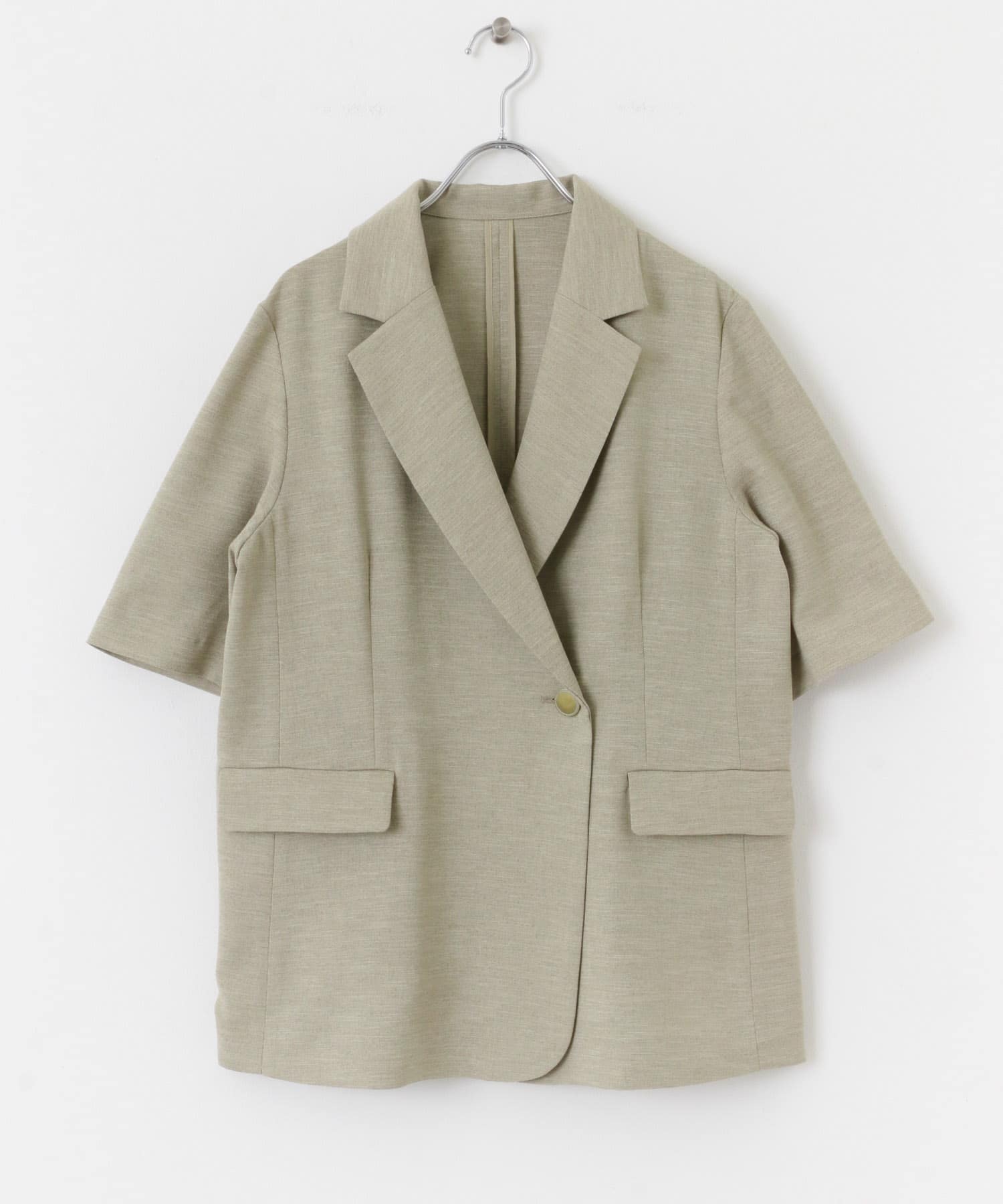 リネンライクハーフスリーブジャケット(FREE BEIGE): アウター｜URBAN