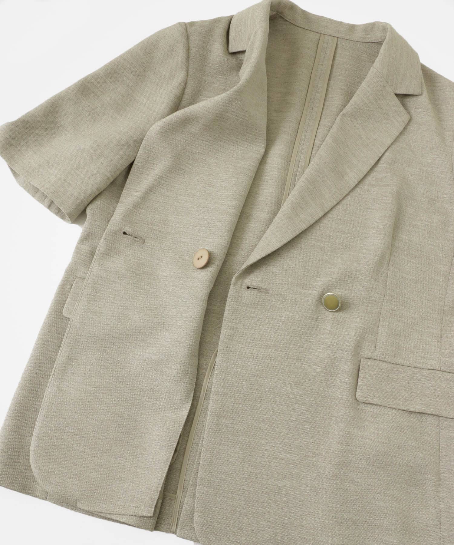 リネンライクハーフスリーブジャケット(FREE BEIGE): アウター｜URBAN