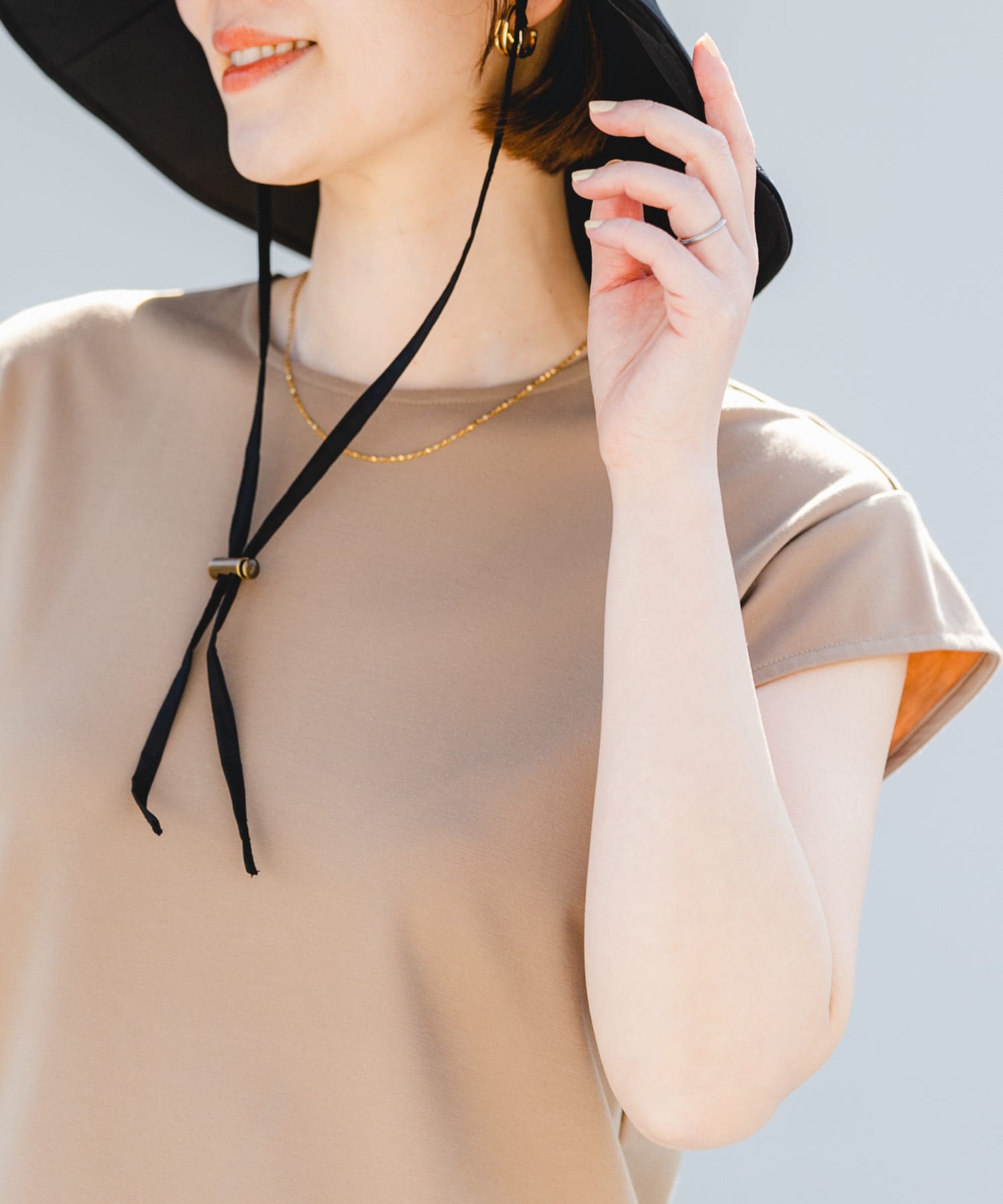 F by ROSSO　UVカット撥水ワイドブリムハット BLACK FREE