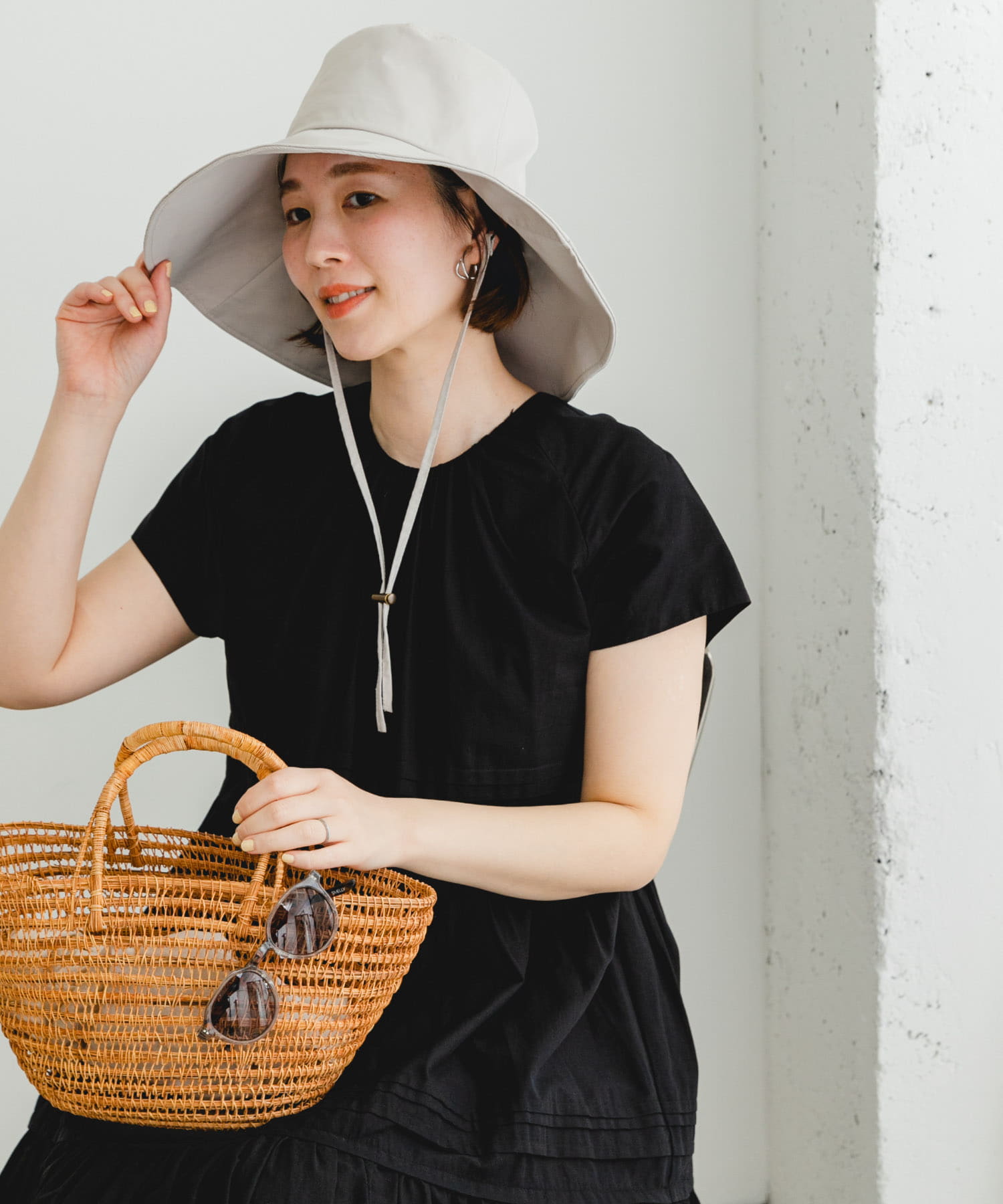 F by ROSSO　UVカット撥水ワイドブリムハット L/GRAY FREE