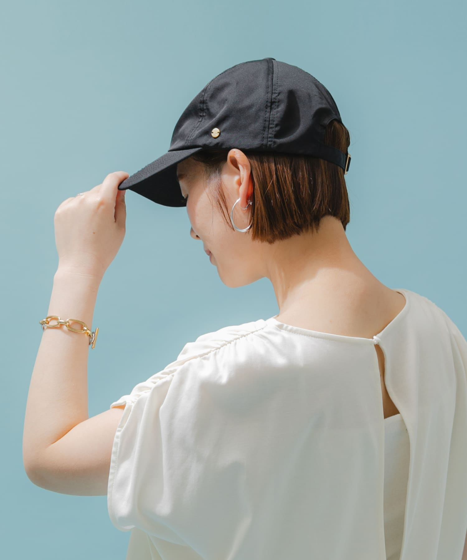 F by ROSSO　UVカット撥水キャップ BLACK FREE