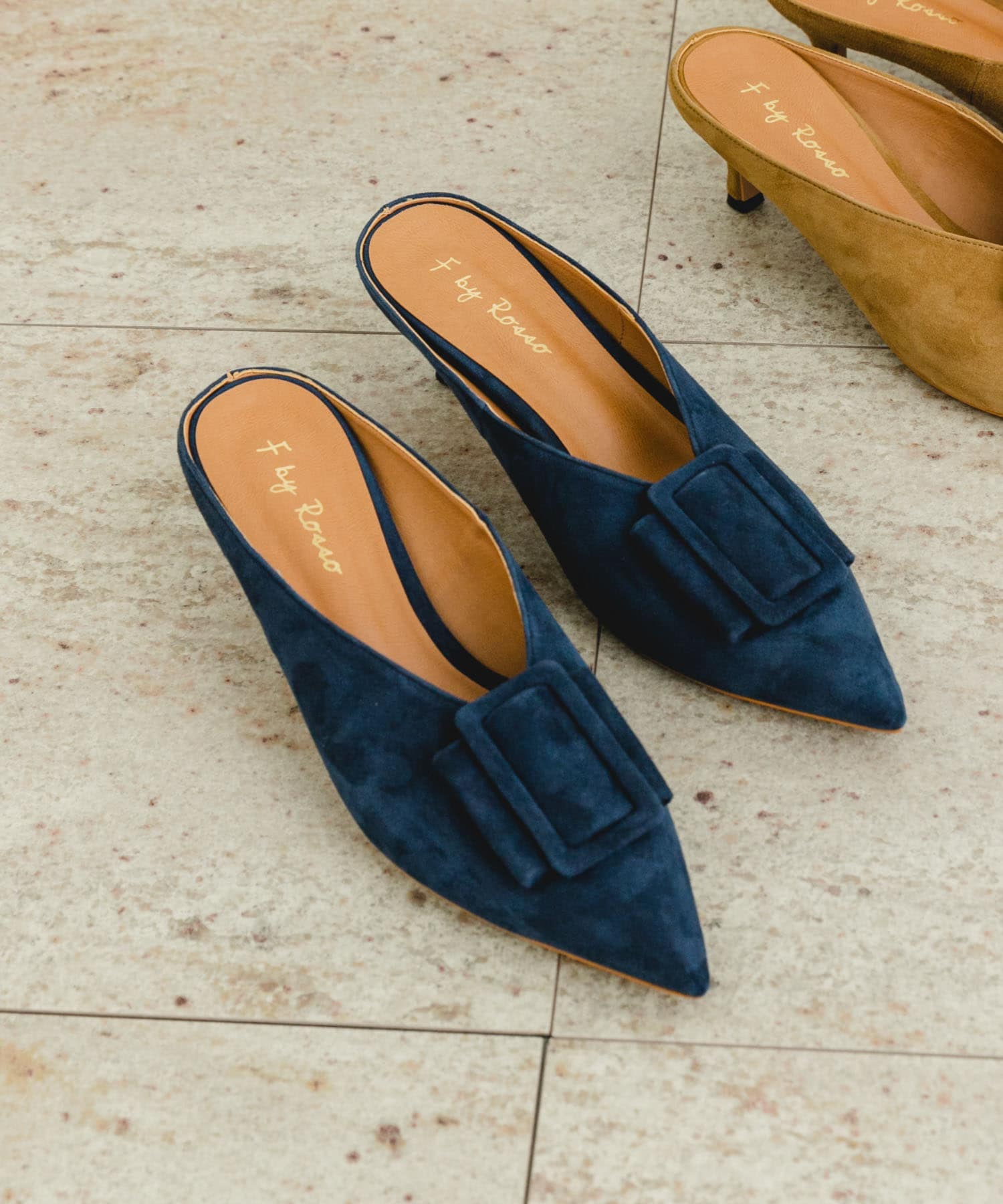 F by ROSSO　バックルデザインミュール NAVY 37
