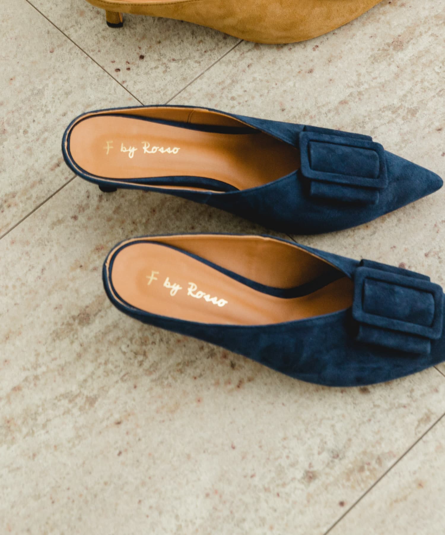 F by ROSSO　バックルデザインミュール NAVY 37