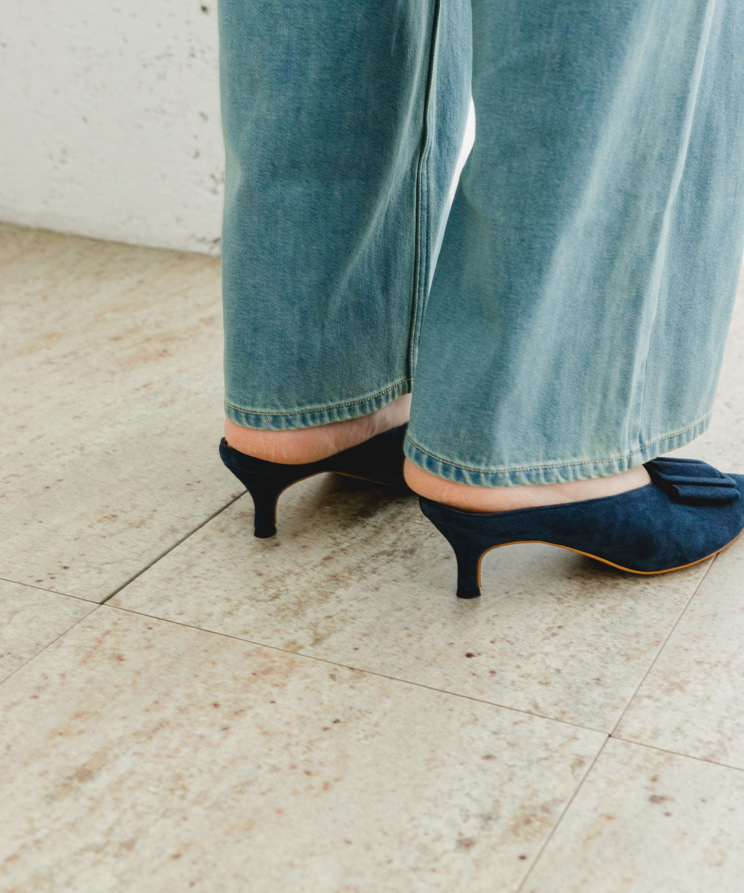 F by ROSSO　バックルデザインミュール NAVY 37