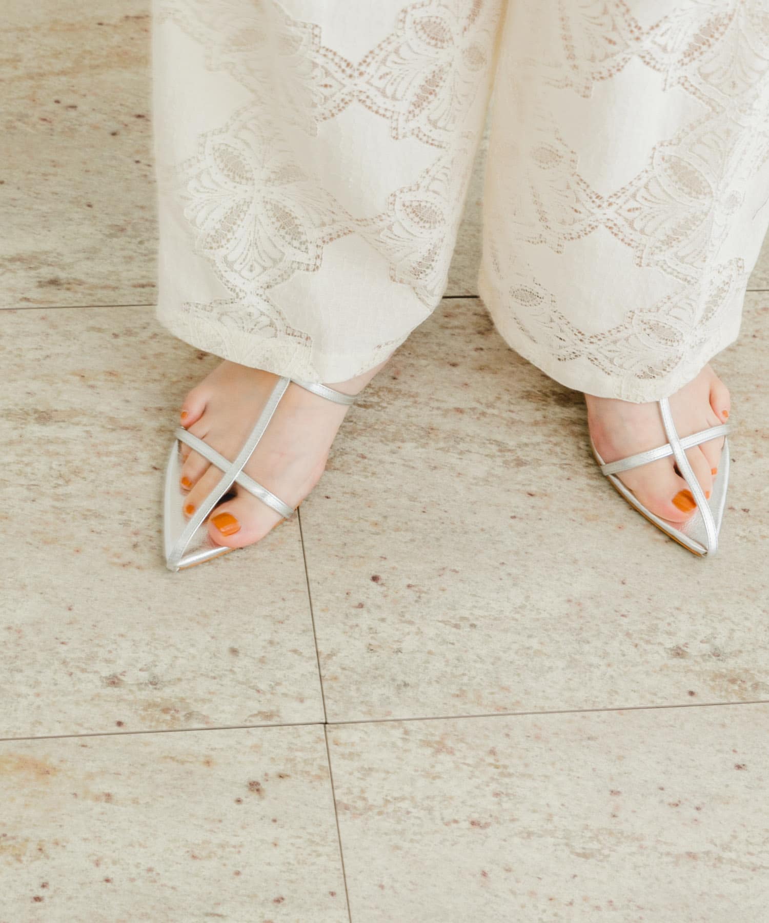 F by ROSSO　ナローストラップサンダル SILVER 37