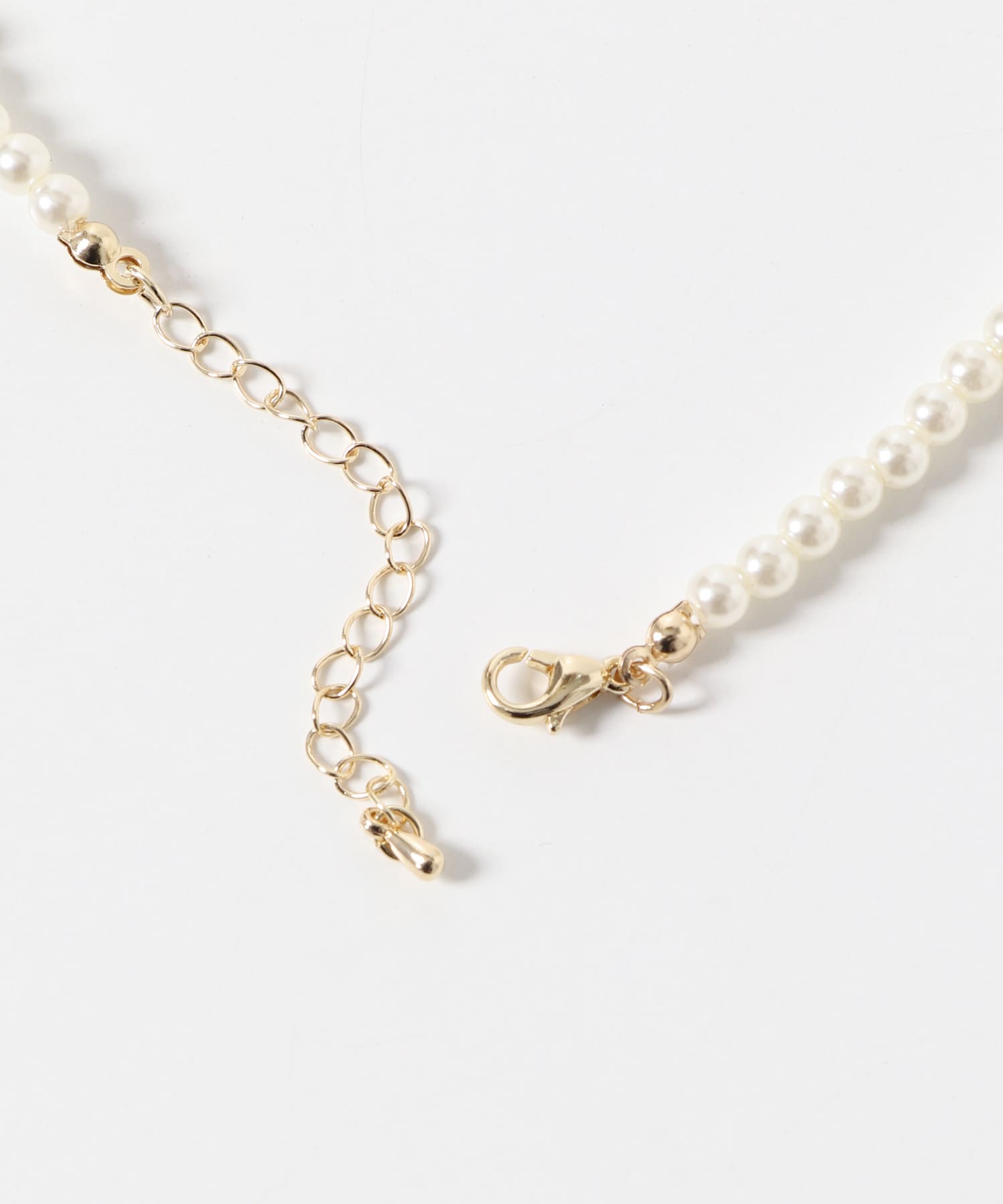 リボンパールショートネックレス WHITE FREE