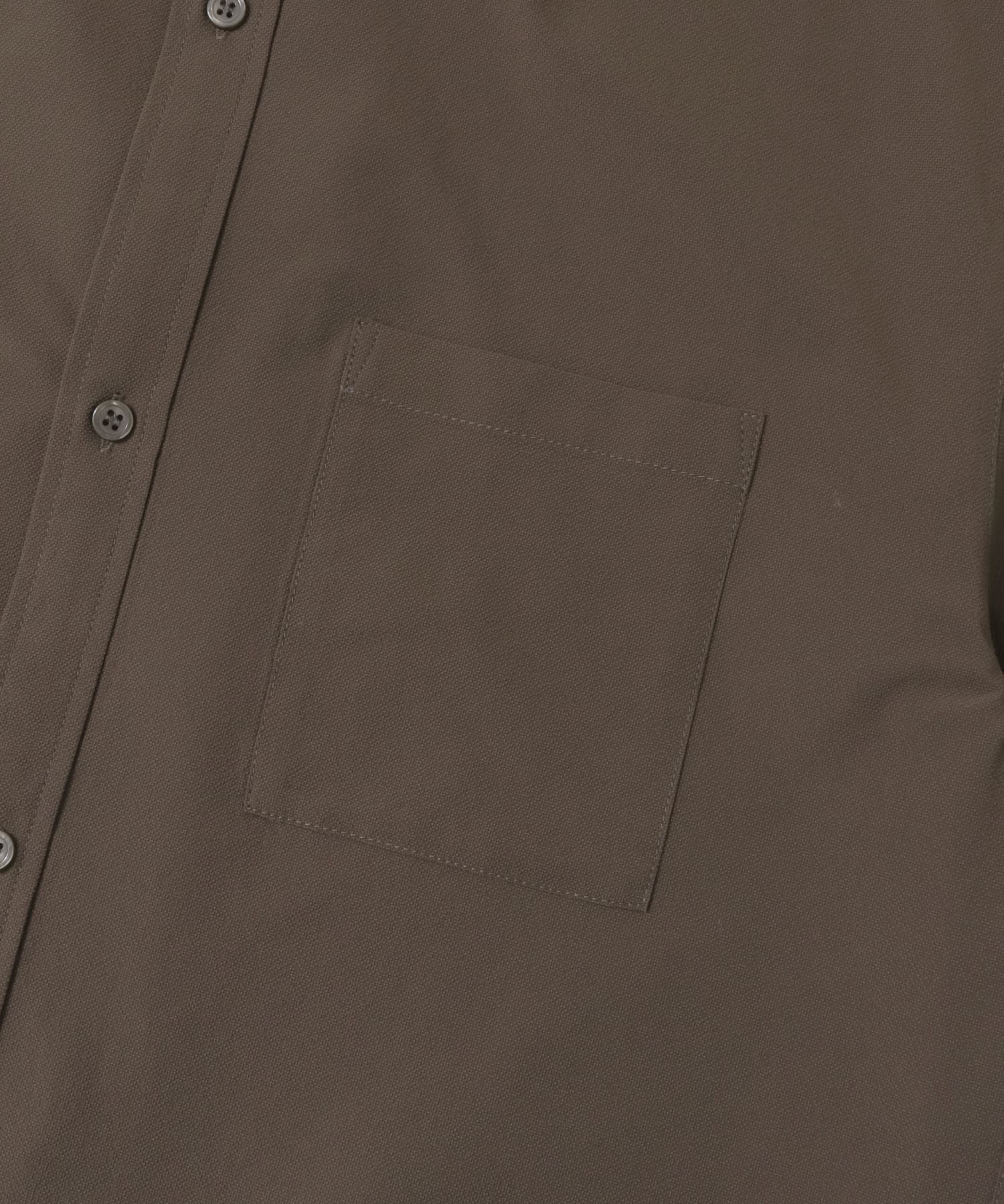 『XLサイズあり』マイクロサッカーレギュラーカラー半袖シャツ DARK BROWN S
