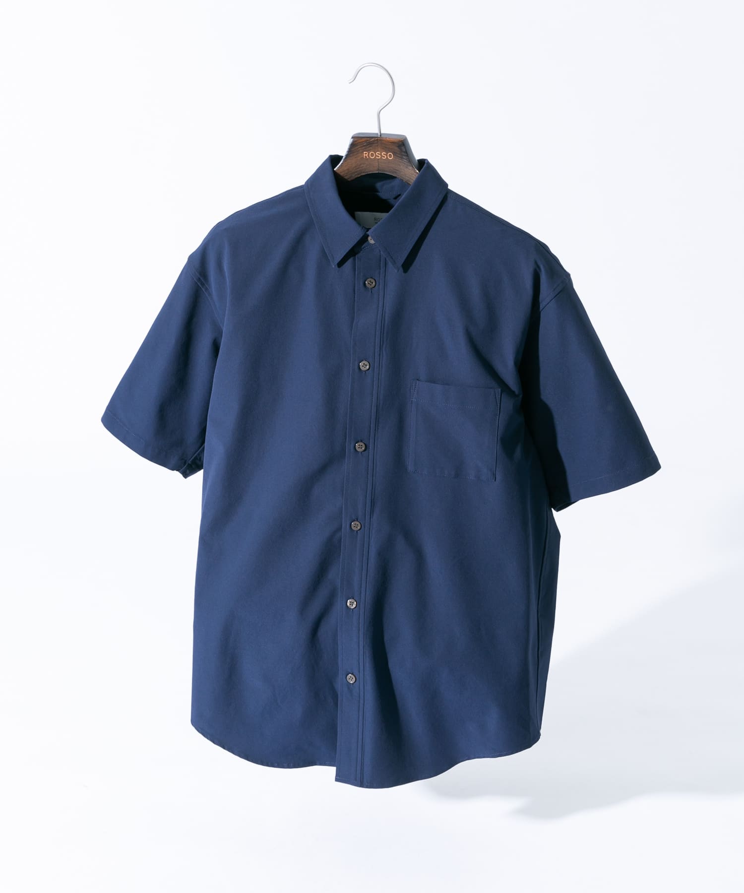 『XLサイズあり』マイクロサッカーレギュラーカラー半袖シャツ NAVY S
