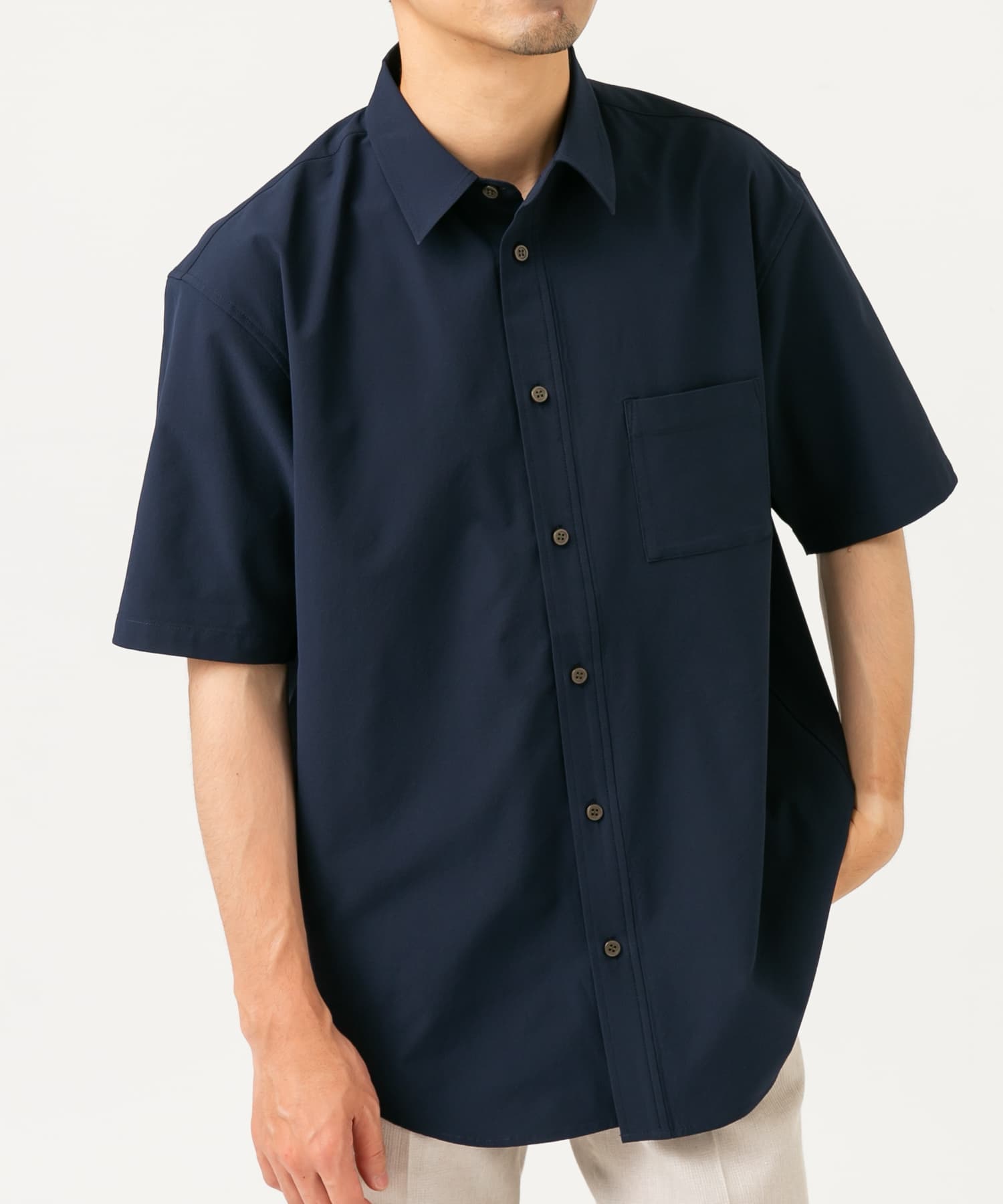 XLサイズあり』マイクロサッカーレギュラーカラー半袖シャツ(S BLACK