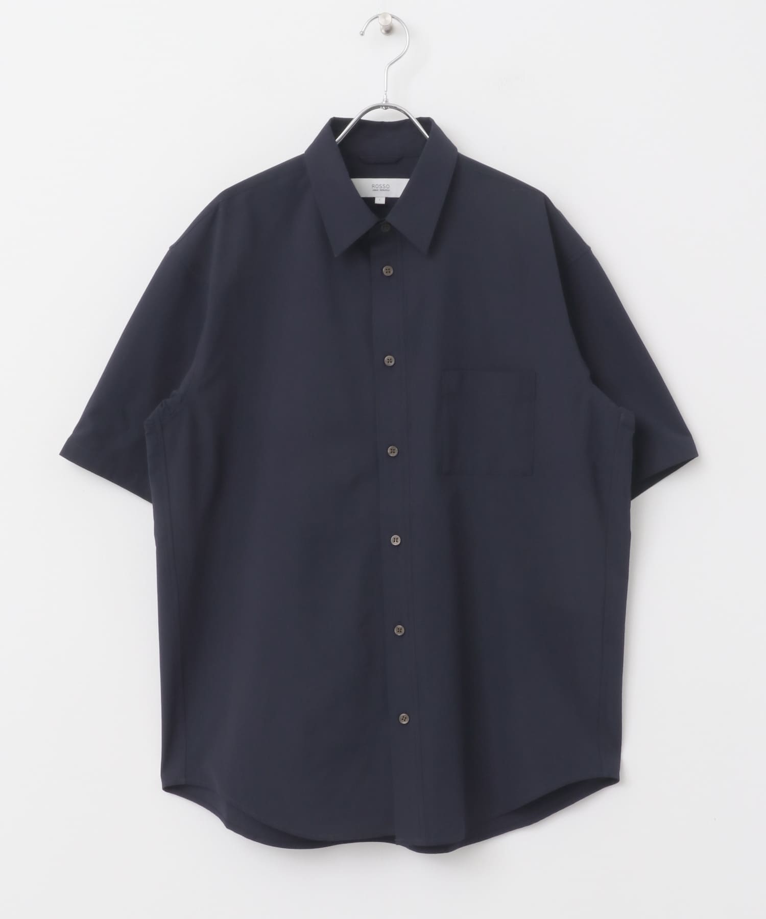 『XLサイズあり』マイクロサッカーレギュラーカラー半袖シャツ NAVY S