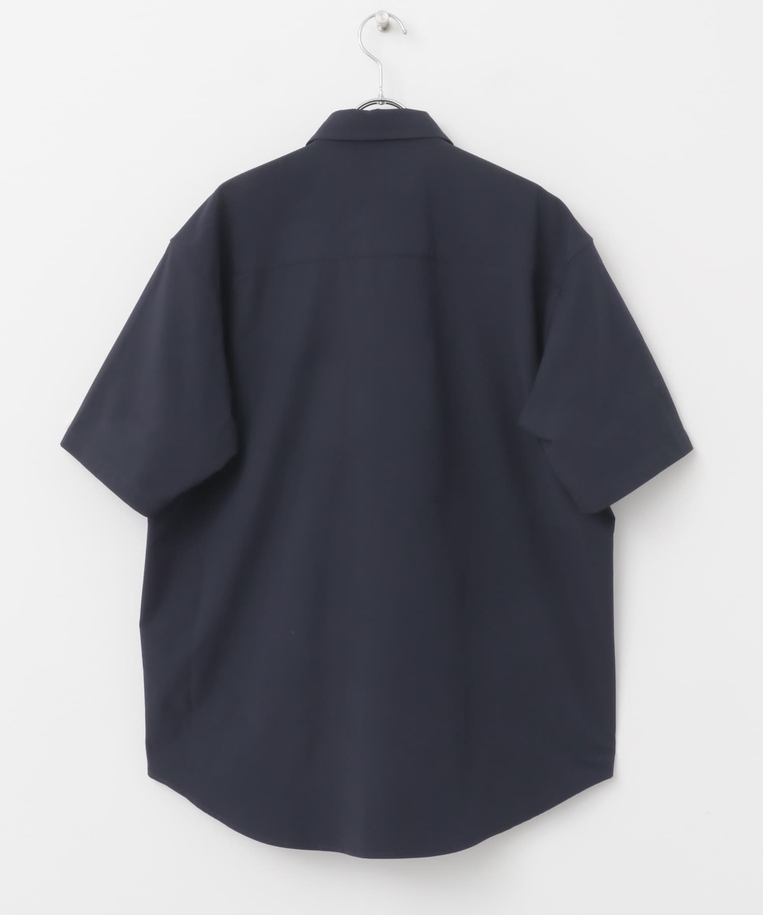 『XLサイズあり』マイクロサッカーレギュラーカラー半袖シャツ NAVY S