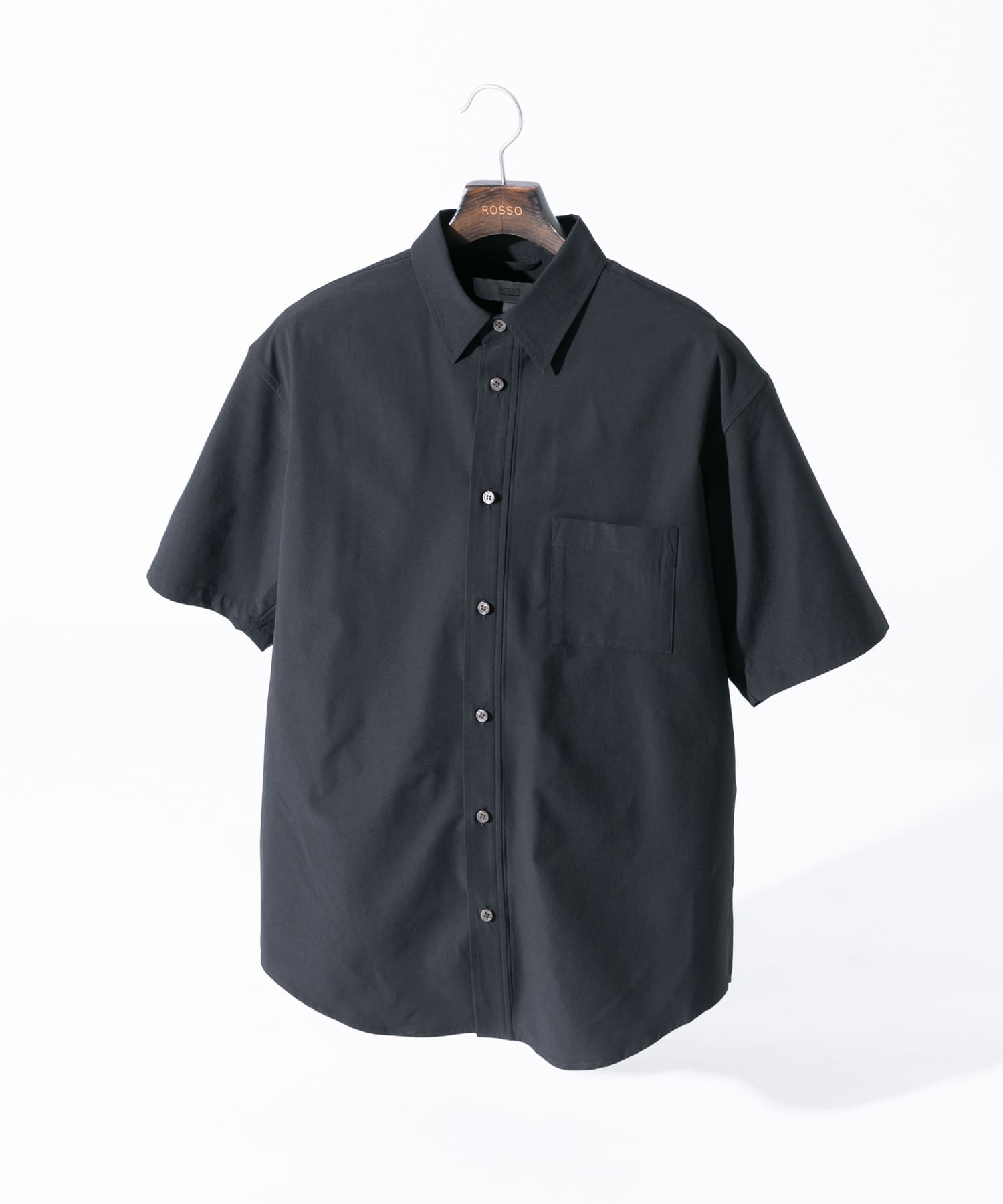 XLサイズあり』マイクロサッカーレギュラーカラー半袖シャツ(S BLACK