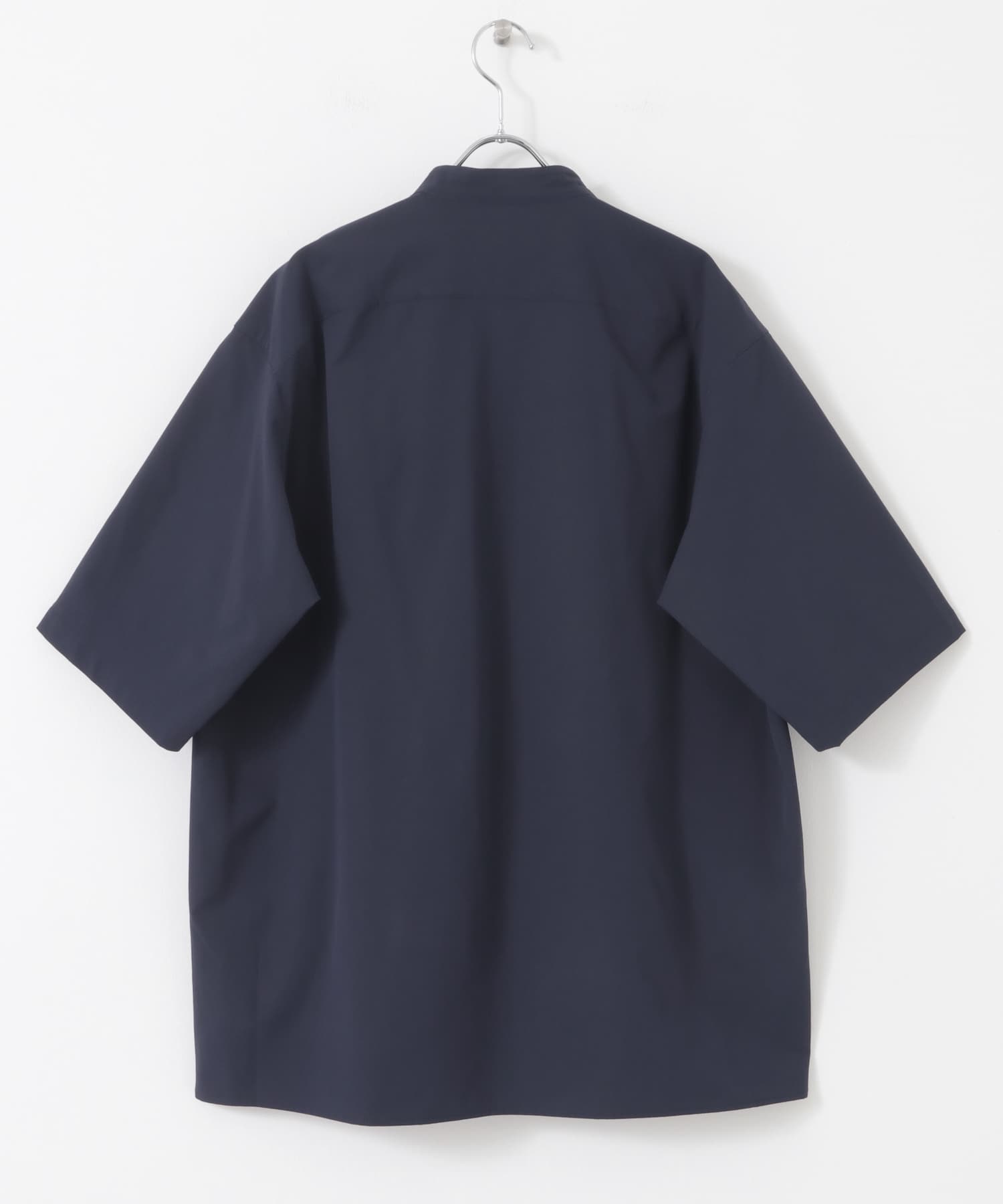 『XLサイズあり』マイクロサッカーバンドカラー半袖シャツ NAVY S