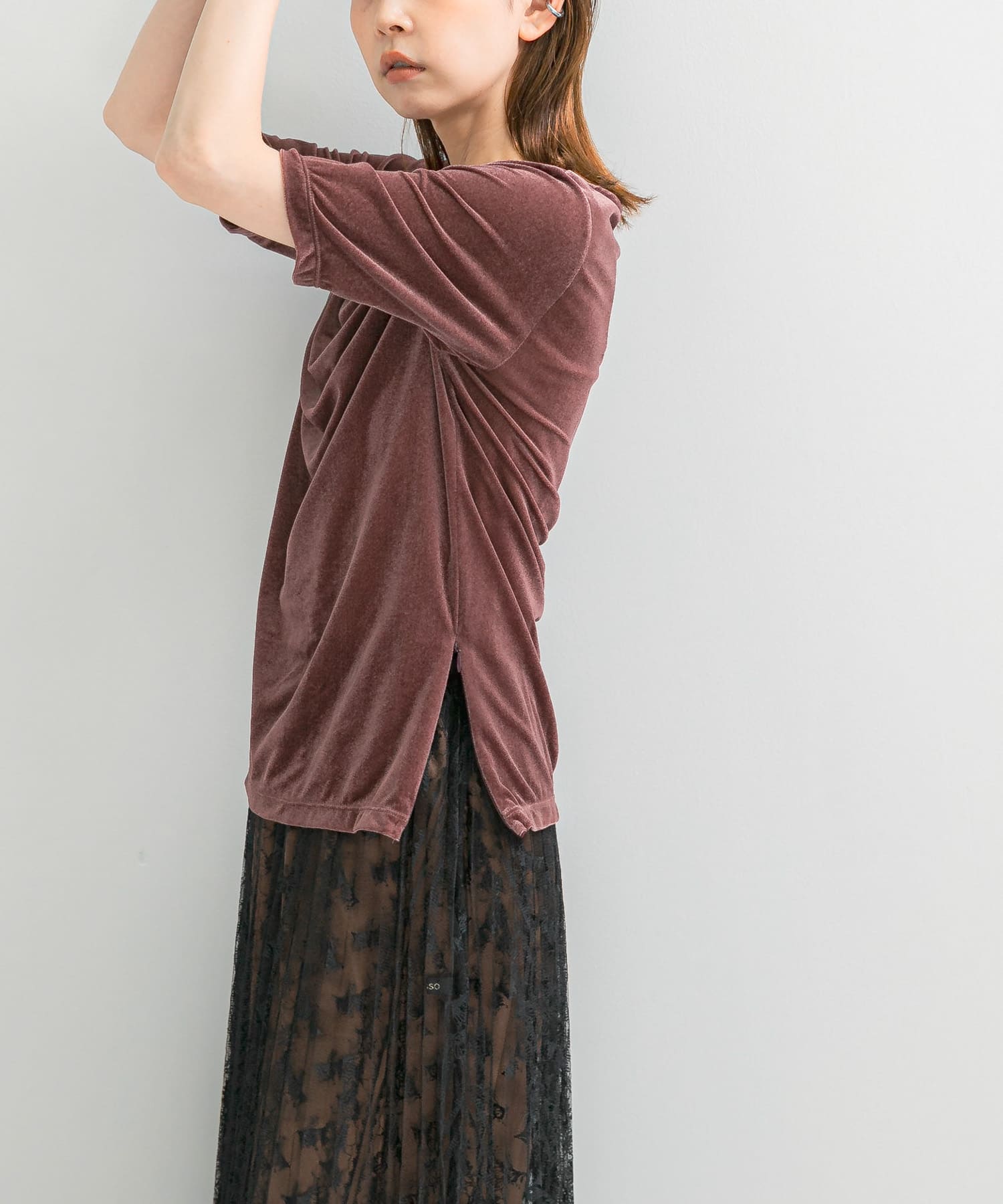 シアーストレッチベロアカットソー