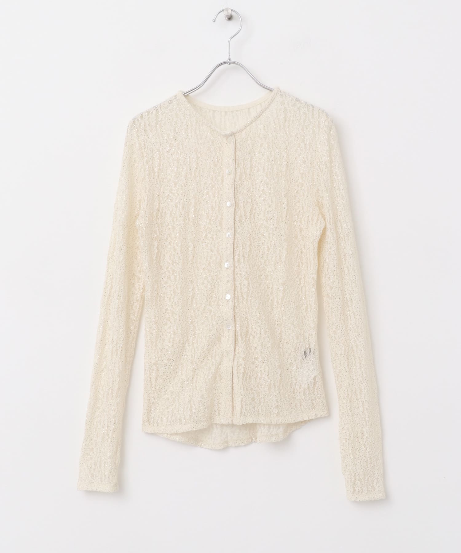 ラメレースカットソー IVORY FREE