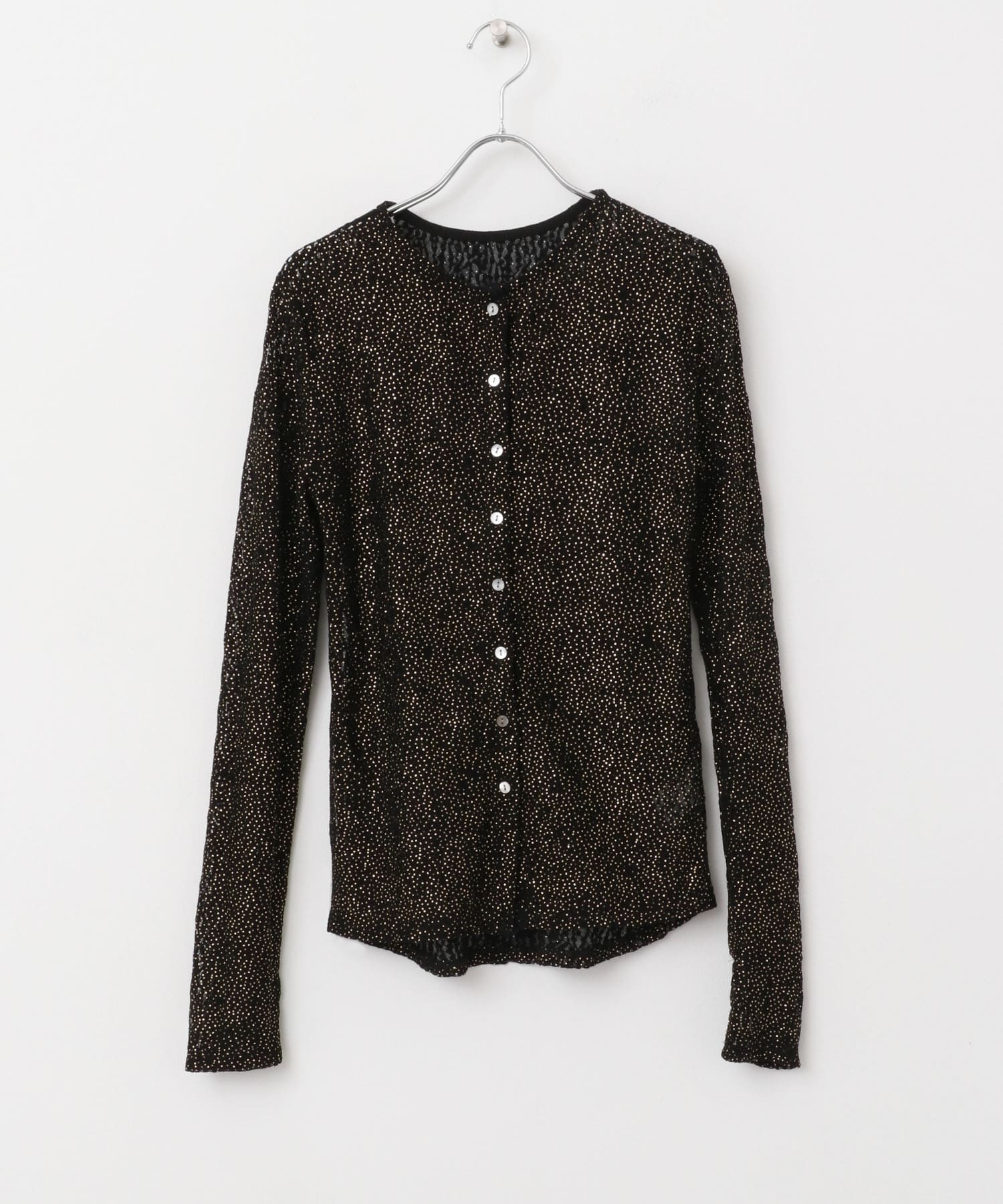 ラメレースカットソー BLACK FREE