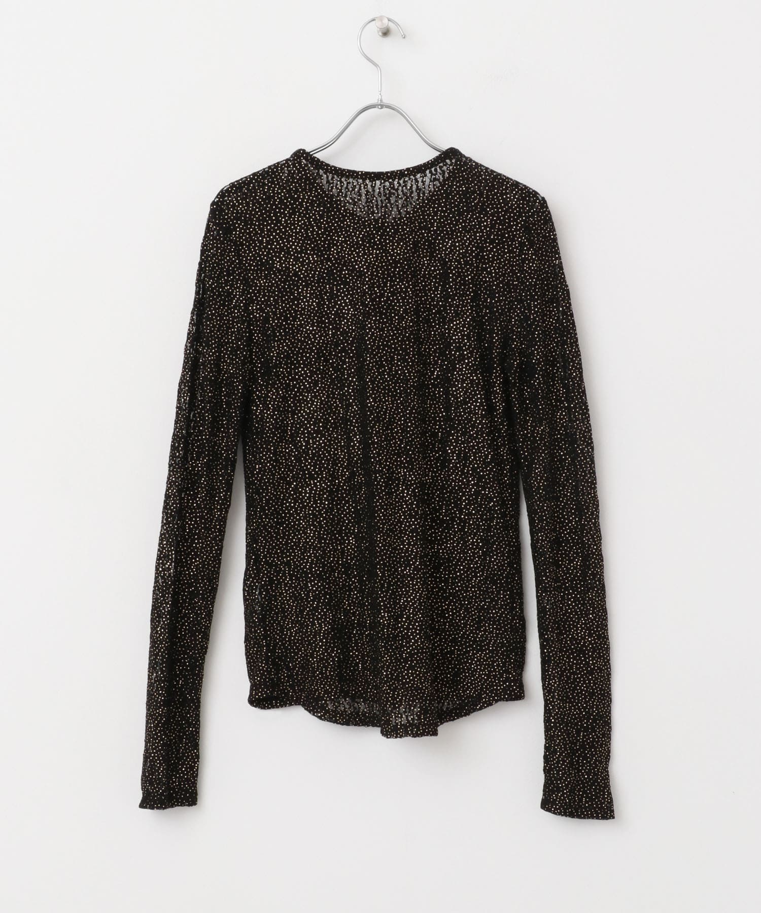 ラメレースカットソー BLACK FREE