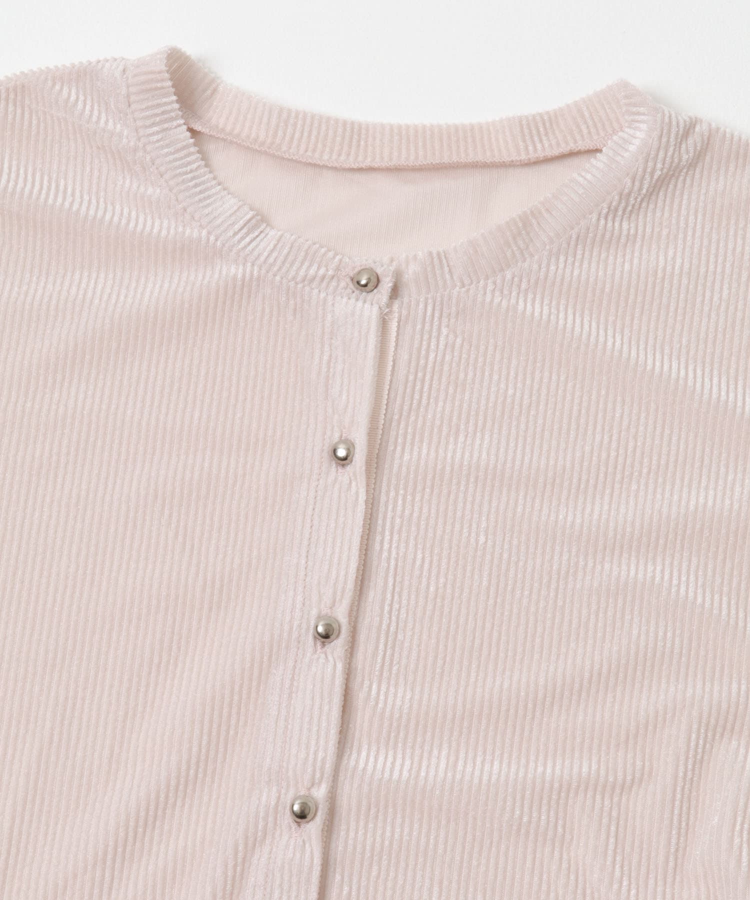 F by ROSSO　シアーリブベロアコンパクトカーディガン PINK FREE