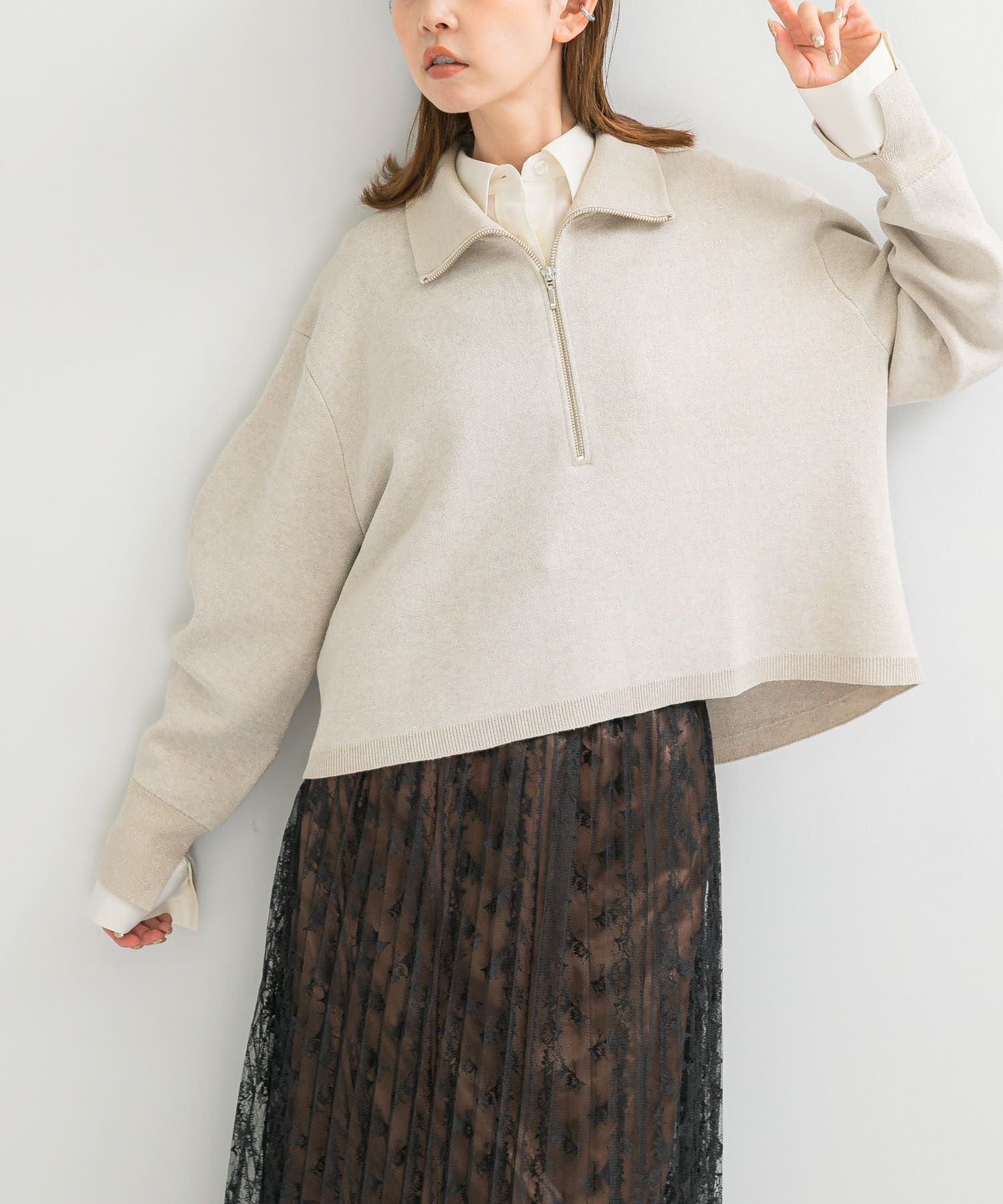 ハーフジップニット