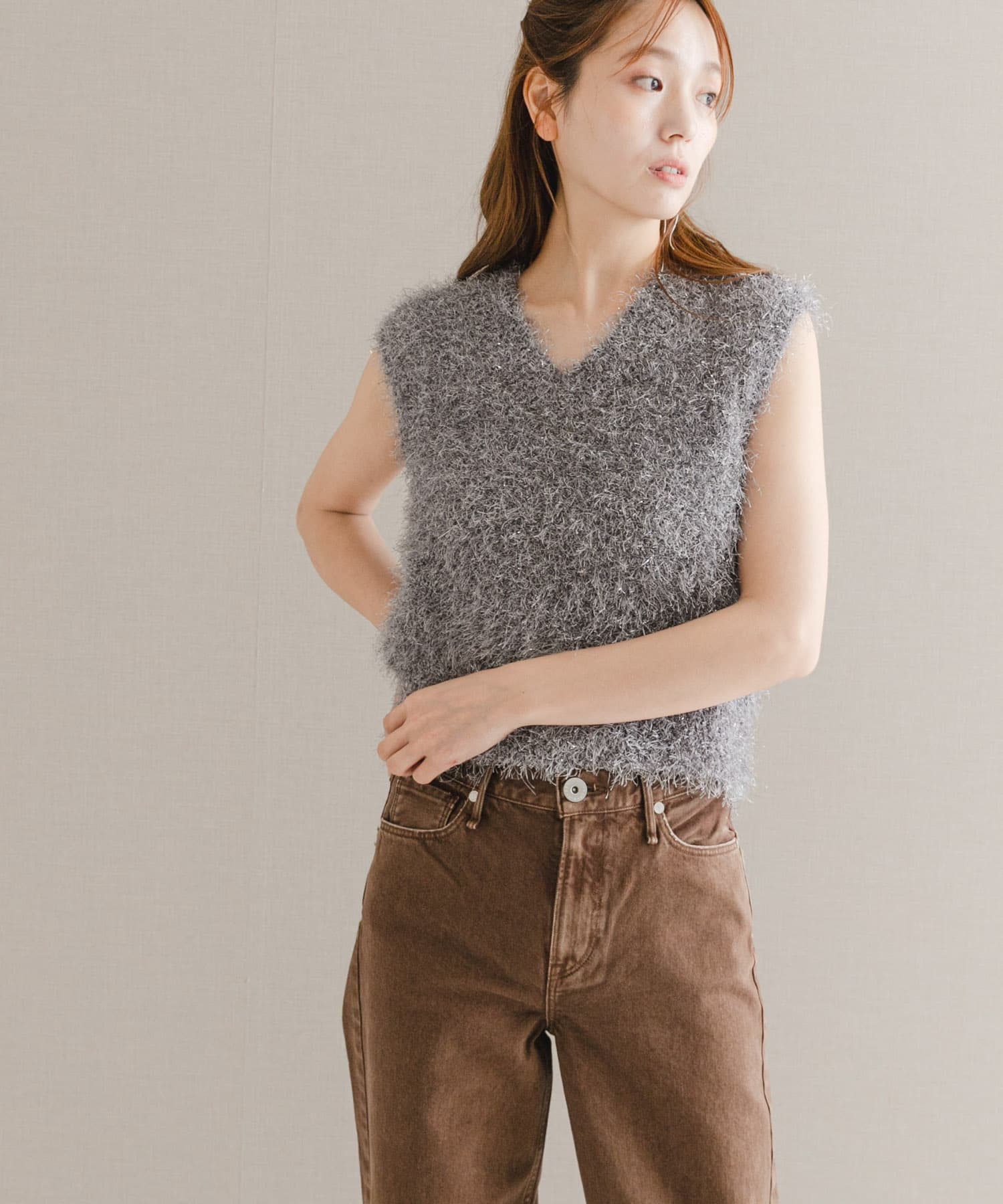 シャギーニットベスト