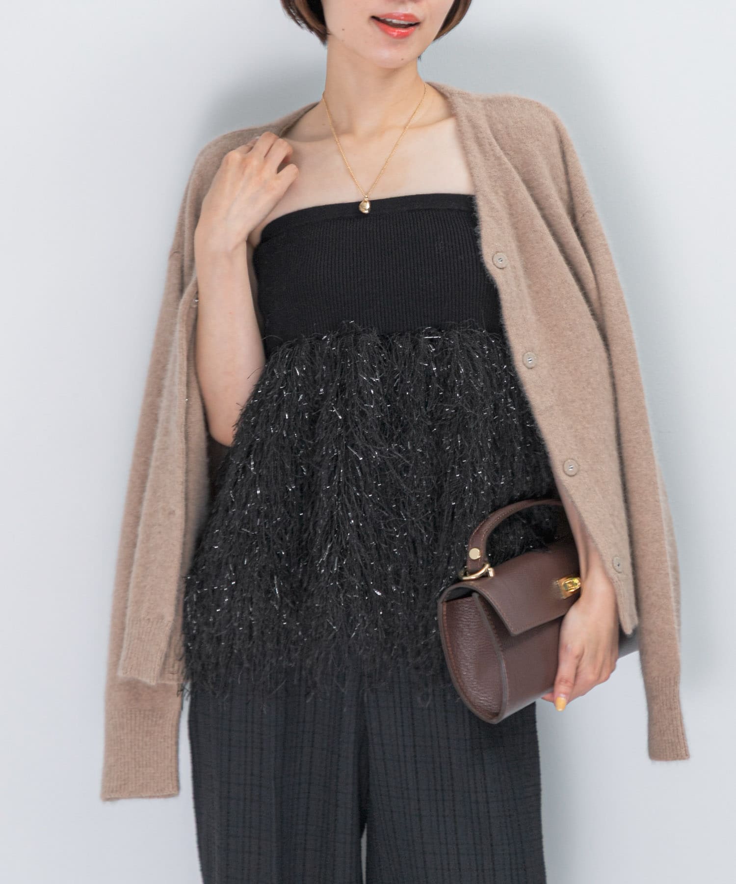 フェザーフリンジニットビスチェ