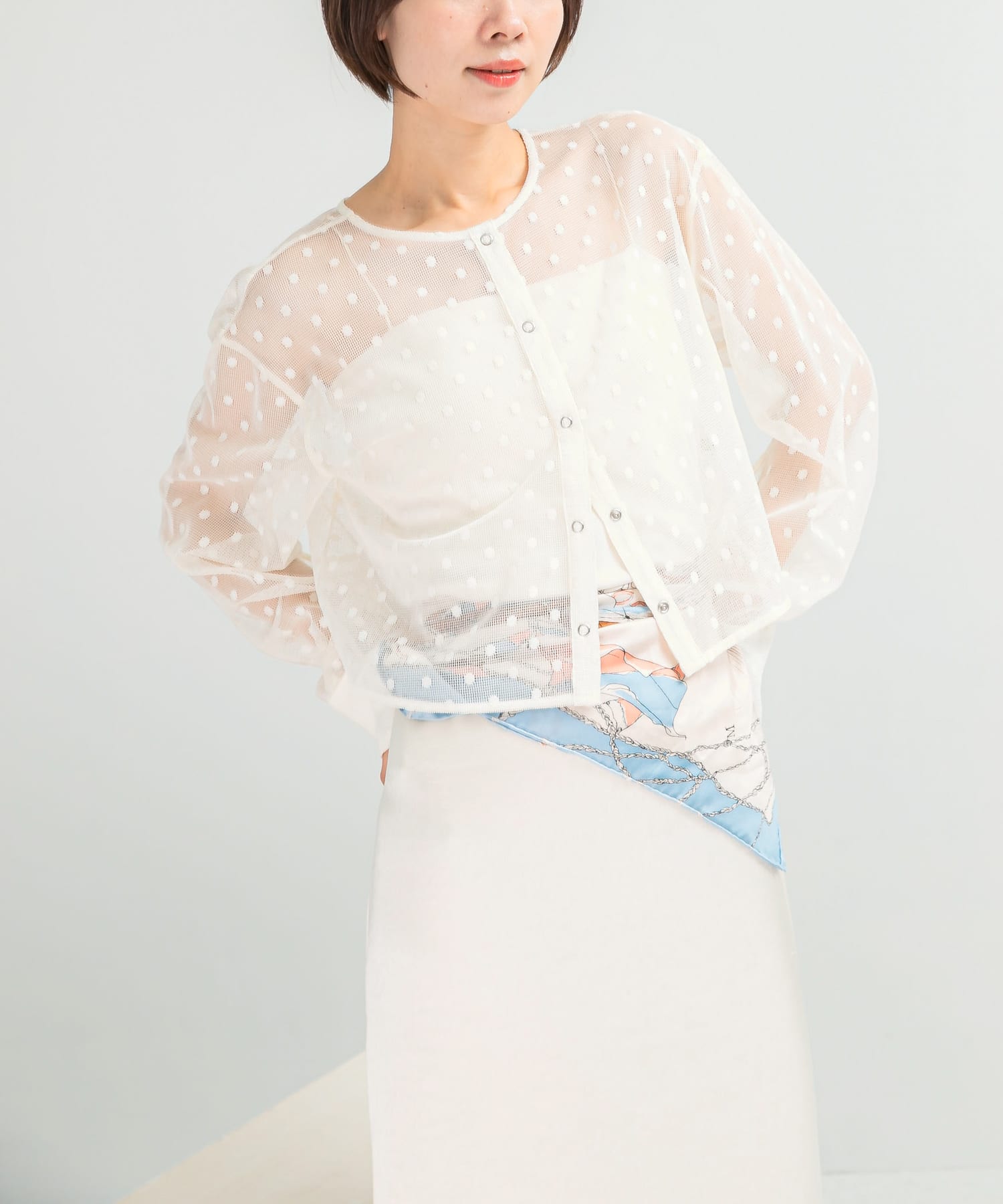 シアーメッシュドットプルオーバー