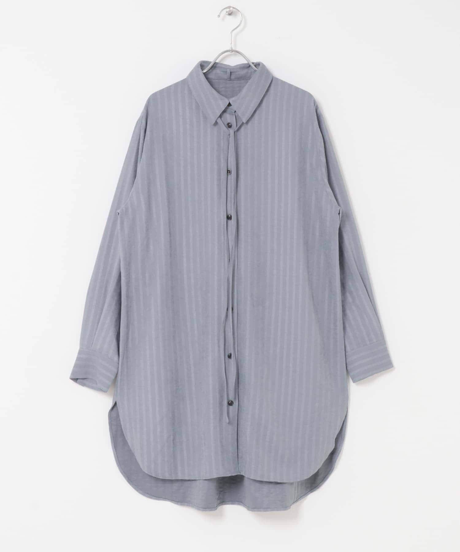 F by ROSSO　マルチWAYスエードタッチシャツ BLUE GRAY FREE