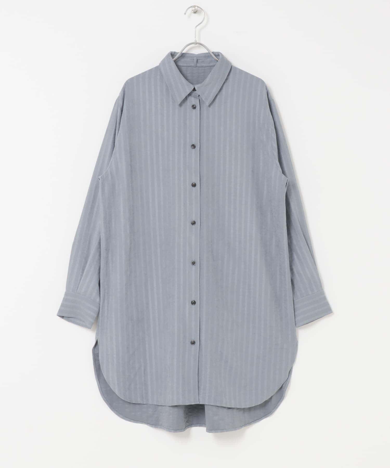 F by ROSSO　マルチWAYスエードタッチシャツ BLUE GRAY FREE