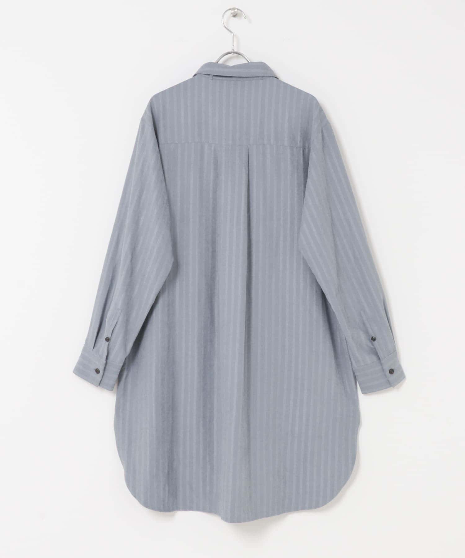 F by ROSSO　マルチWAYスエードタッチシャツ BLUE GRAY FREE