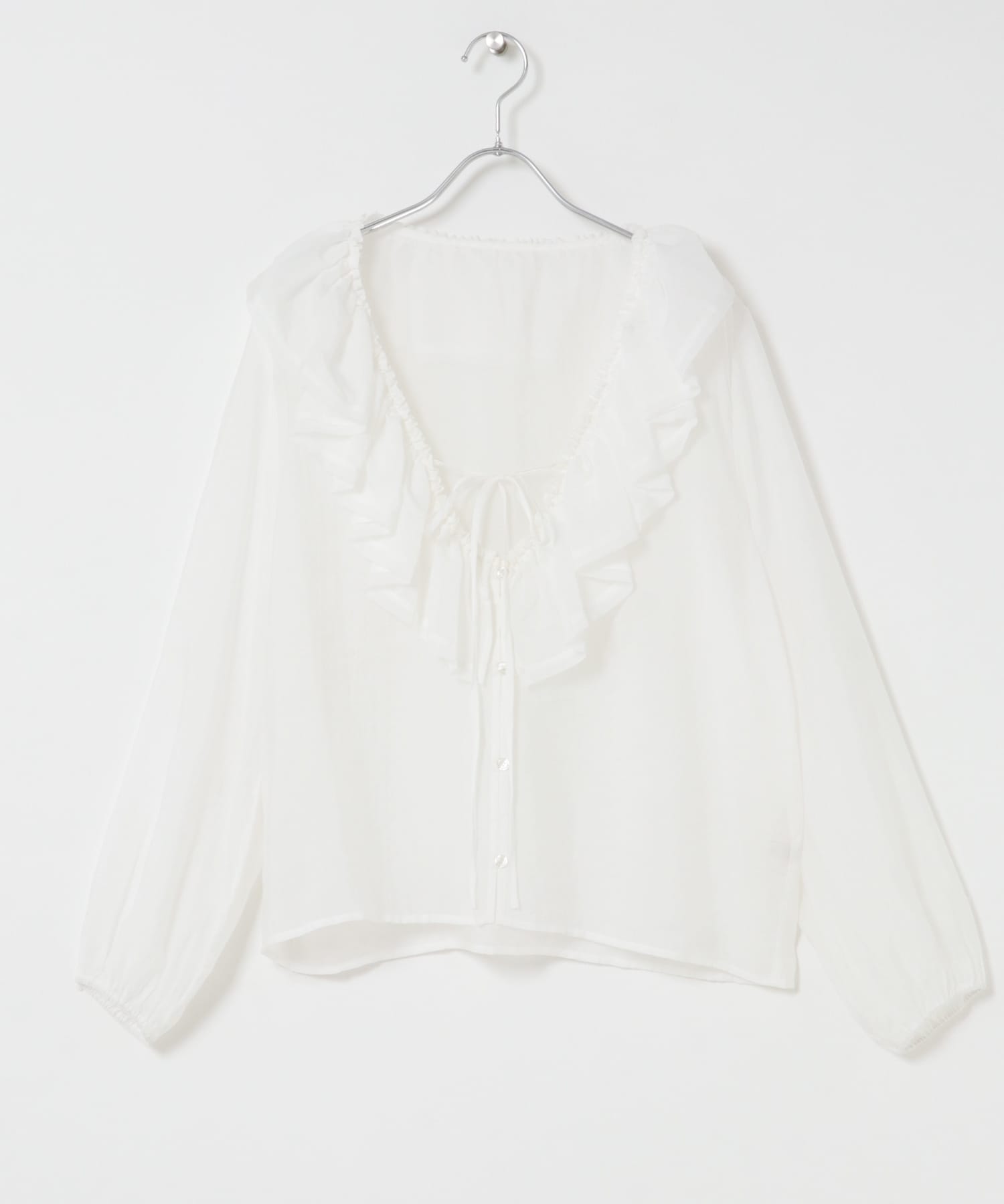 F by ROSSO　フリルカラーシアーブラウス OFF WHITE FREE