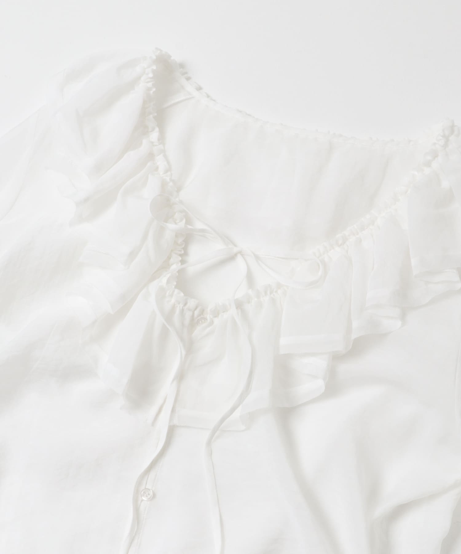 F by ROSSO　フリルカラーシアーブラウス OFF WHITE FREE