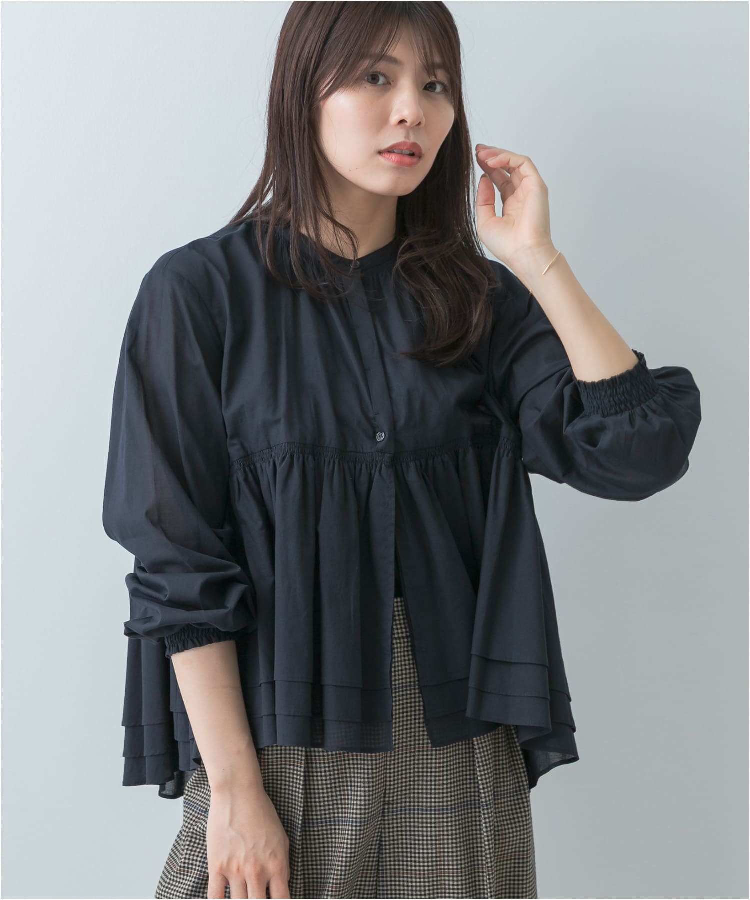 F by ROSSO　コットンボイルティアードブラウス