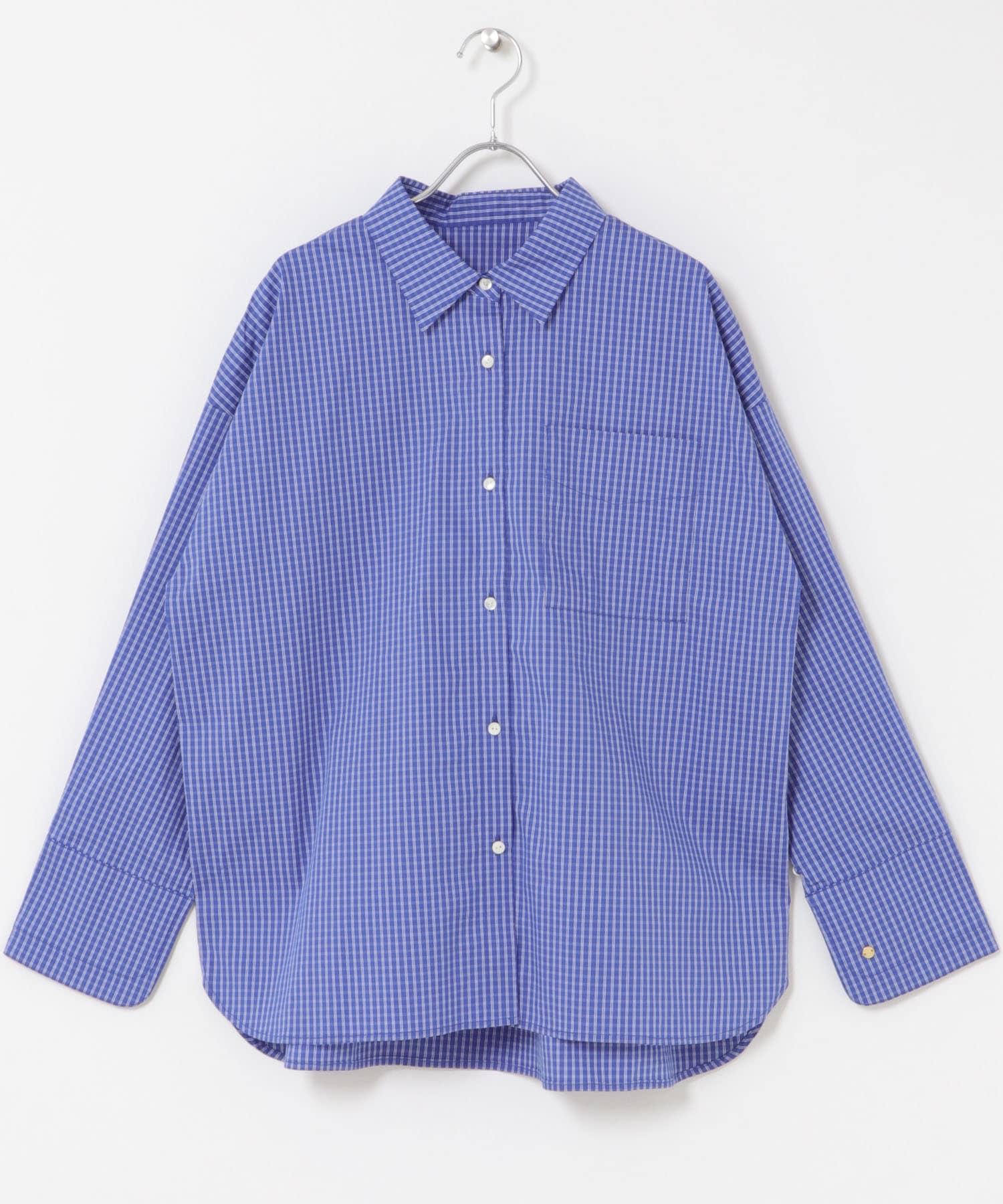 F by ROSSO　イージーケアオーバーシャツ BLUE CHECK FREE
