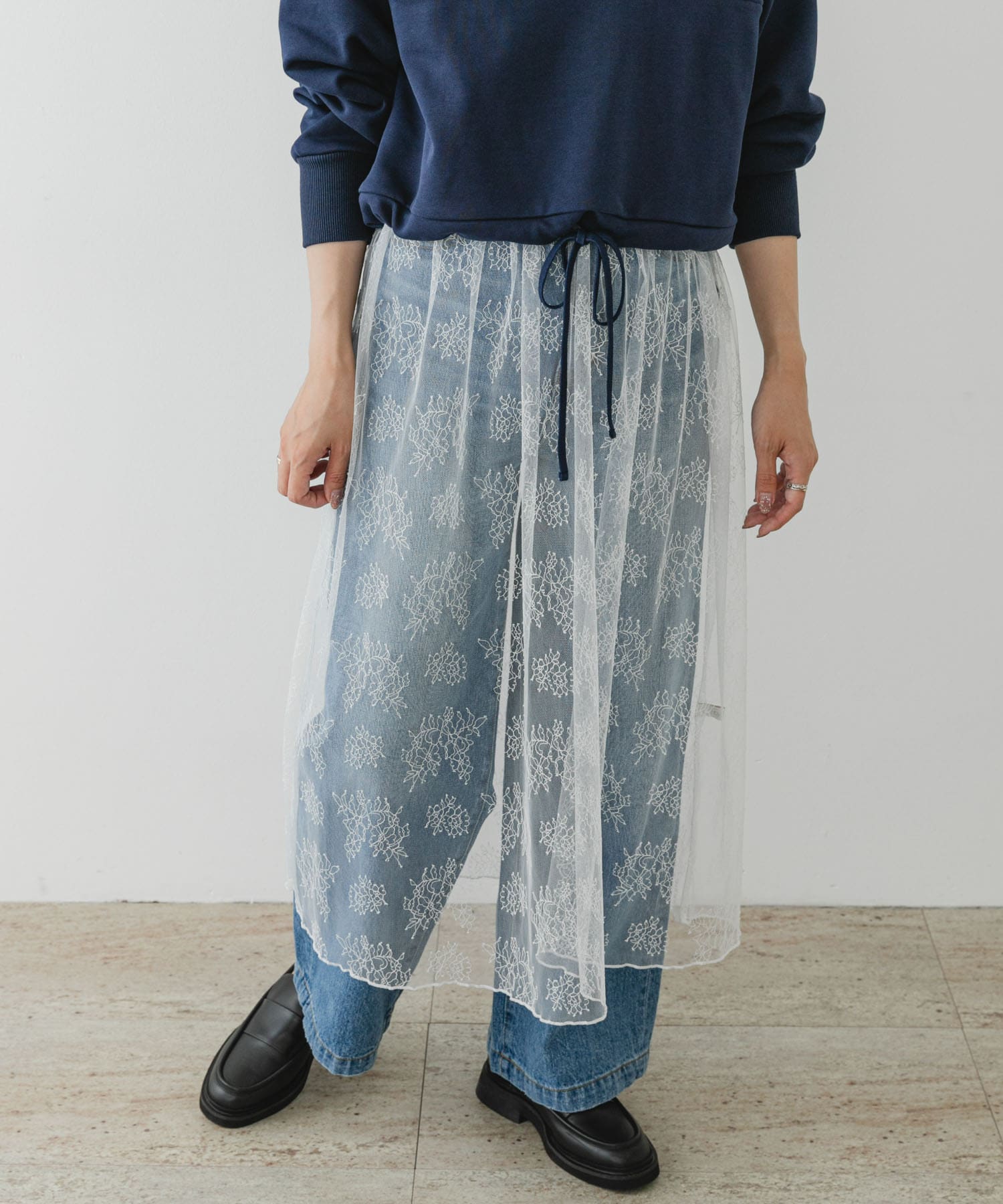 F by ROSSO　チュールレースレイヤードスカート