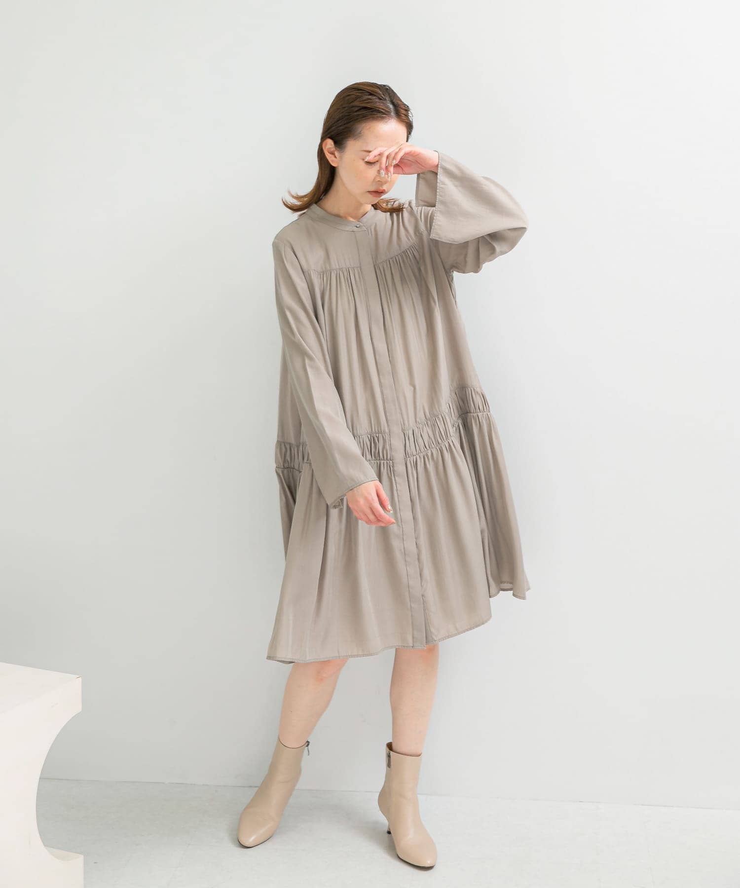 シャドーチェックミニワンピース