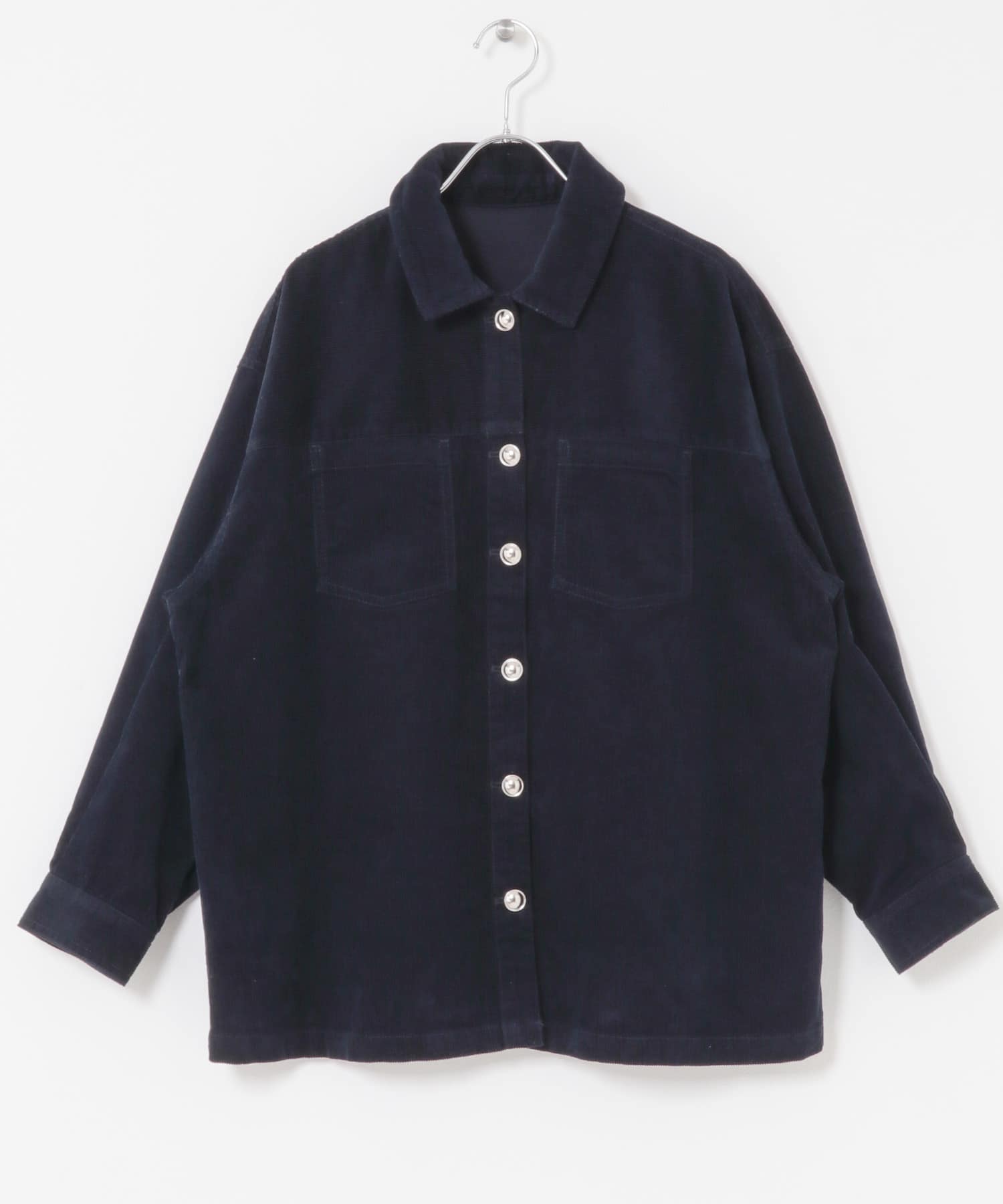 F by ROSSO　コーデュロイシャツジャケット NAVY FREE