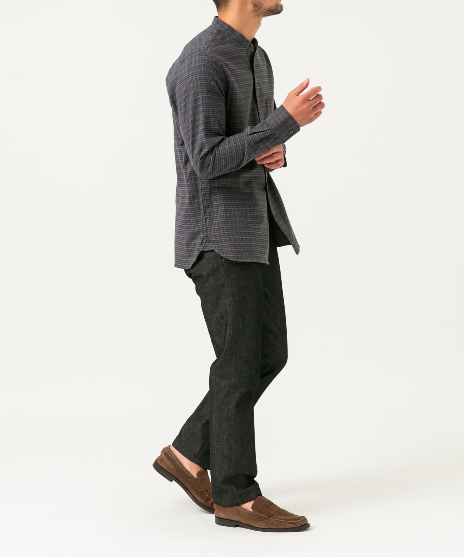 『抗菌 / 防臭』『XXLサイズあり』ハイパフォーマンスフランネルバンドカラーシャツ GRN CHECK S