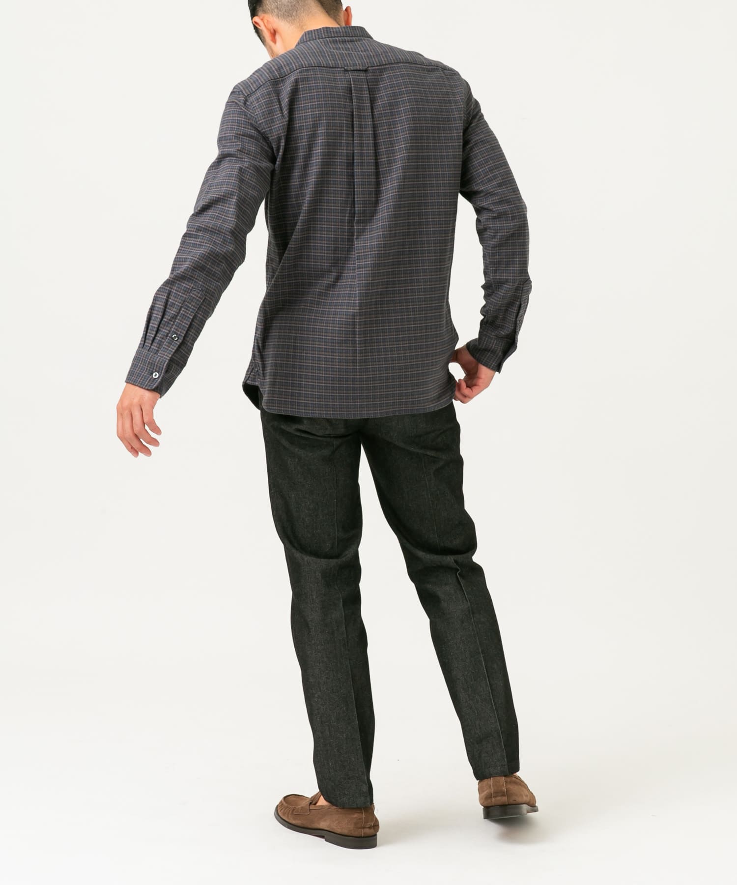 『抗菌 / 防臭』『XXLサイズあり』ハイパフォーマンスフランネルバンドカラーシャツ GRN CHECK S