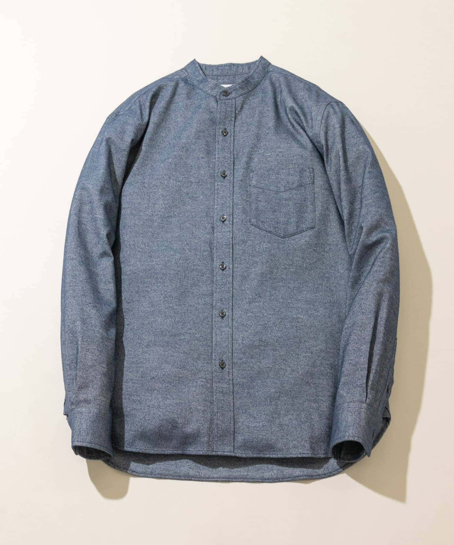 『抗菌 / 防臭』『XXLサイズあり』ハイパフォーマンスフランネルバンドカラーシャツ NAVY S