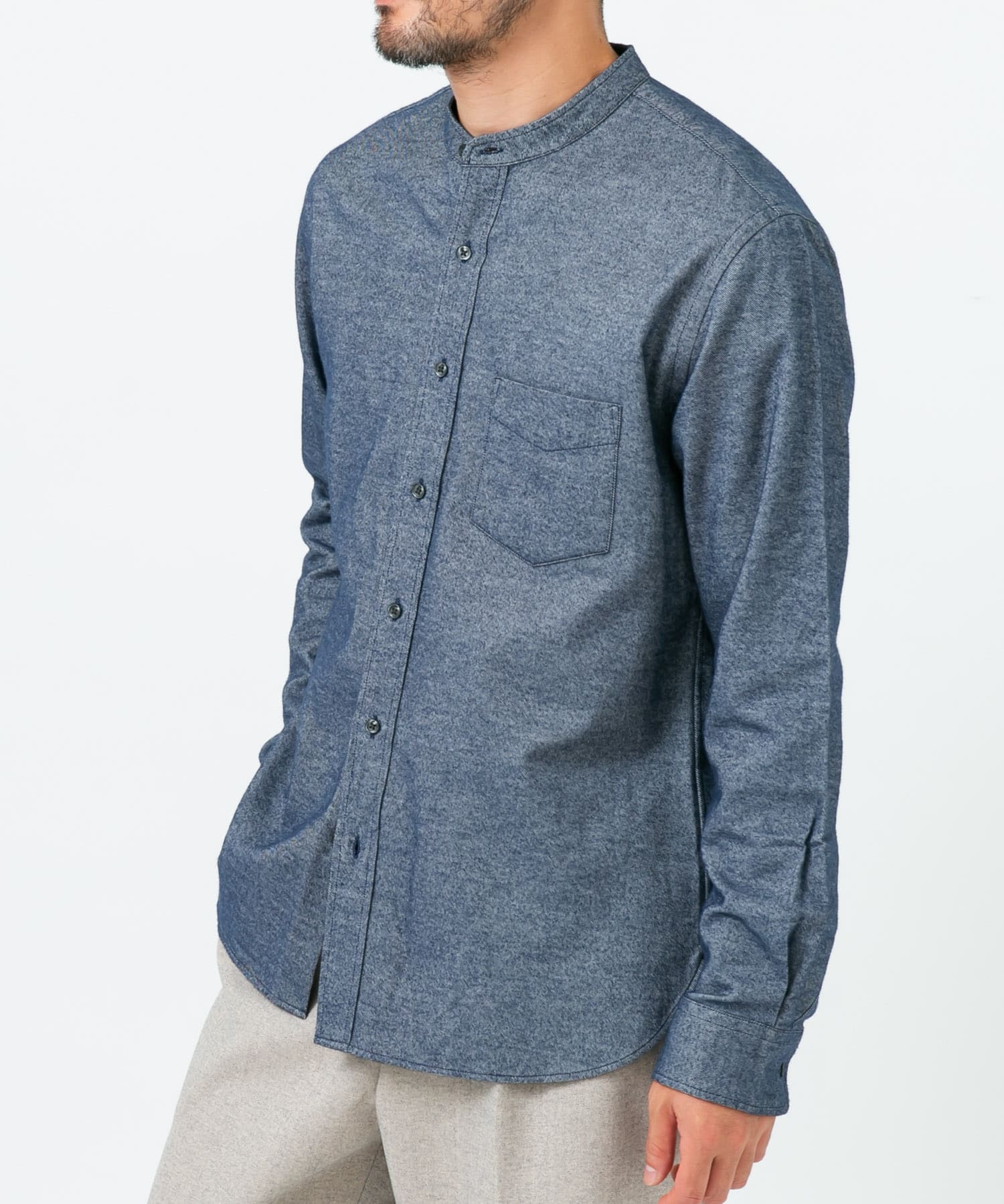 『抗菌 / 防臭』『XXLサイズあり』ハイパフォーマンスフランネルバンドカラーシャツ NAVY S